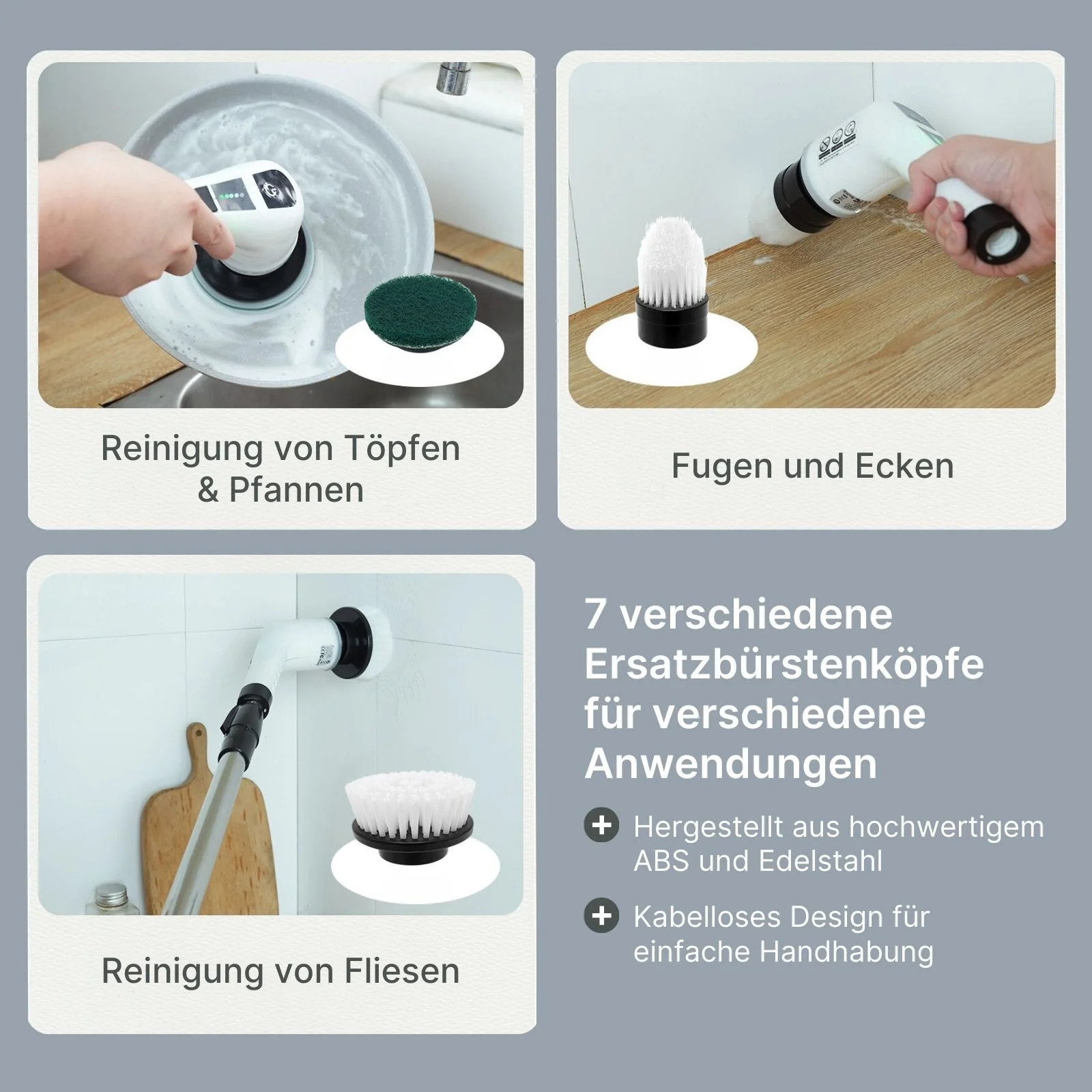 7in1 Elektrische Reinigungsbürste Schrubber Reinigungswerkzeug Bürste Scrubber - Image 2