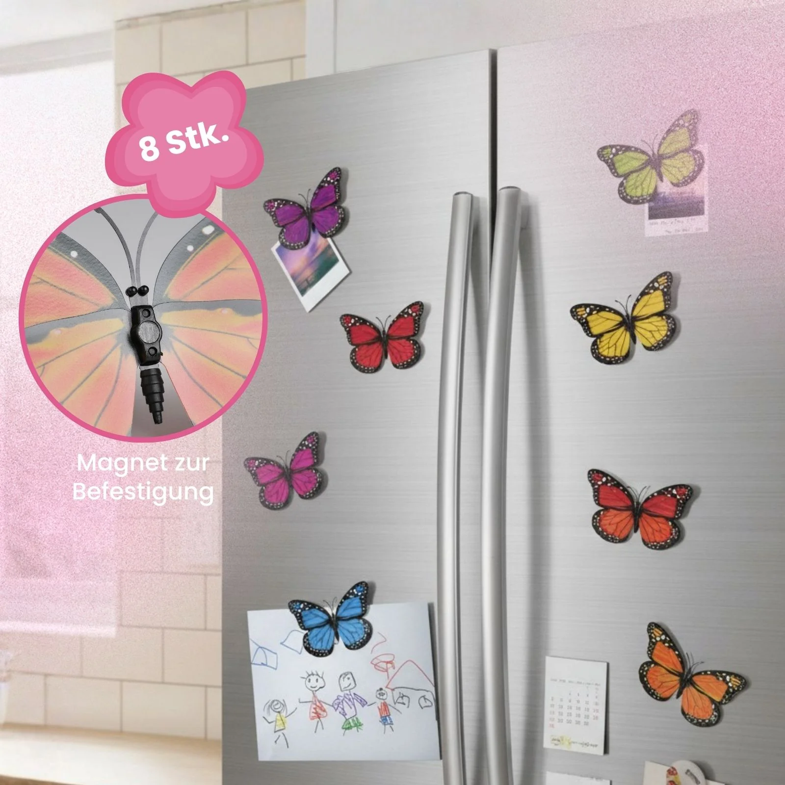 8er Magnet-Set Deko-Schmetterling Monarchfalter-Magnet Kühlschrankmagnet - Image 3
