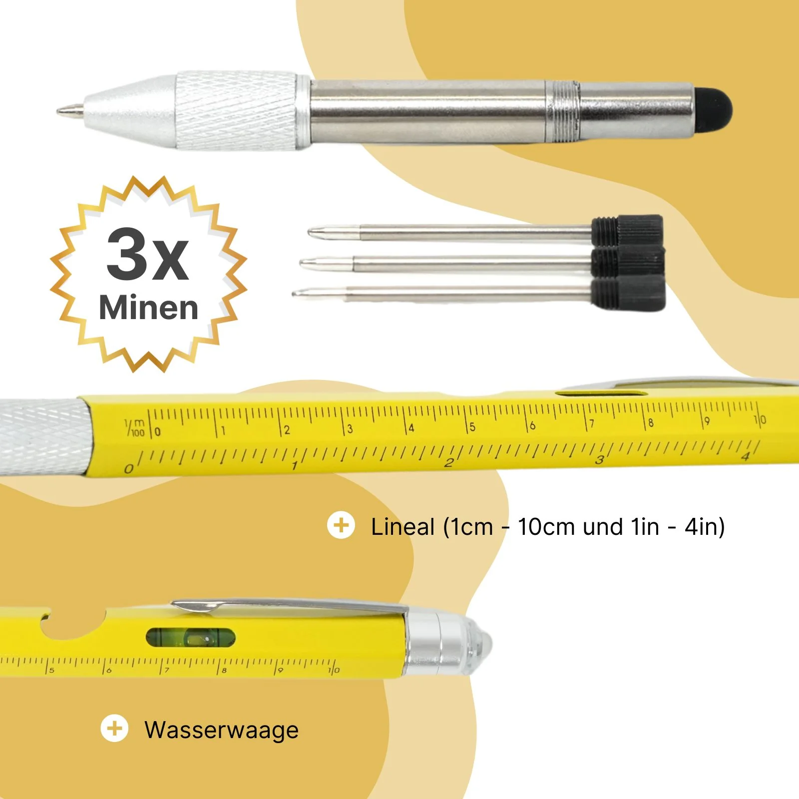 8in1 Multi-Kugelschreiber Multifunktionsstift Touchpen Wasserwaage Schraubendreher - Image 3