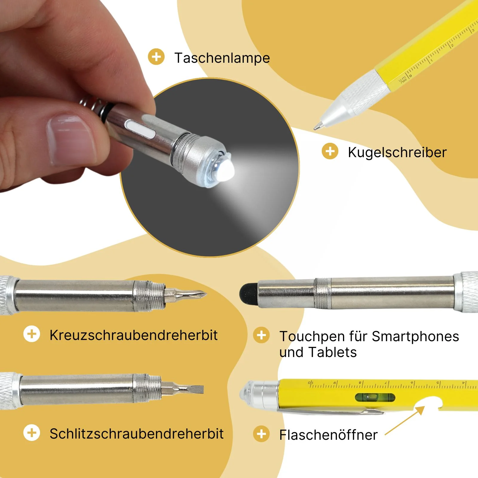 8in1 Multi-Kugelschreiber Multifunktionsstift Touchpen Wasserwaage Schraubendreher - Image 4