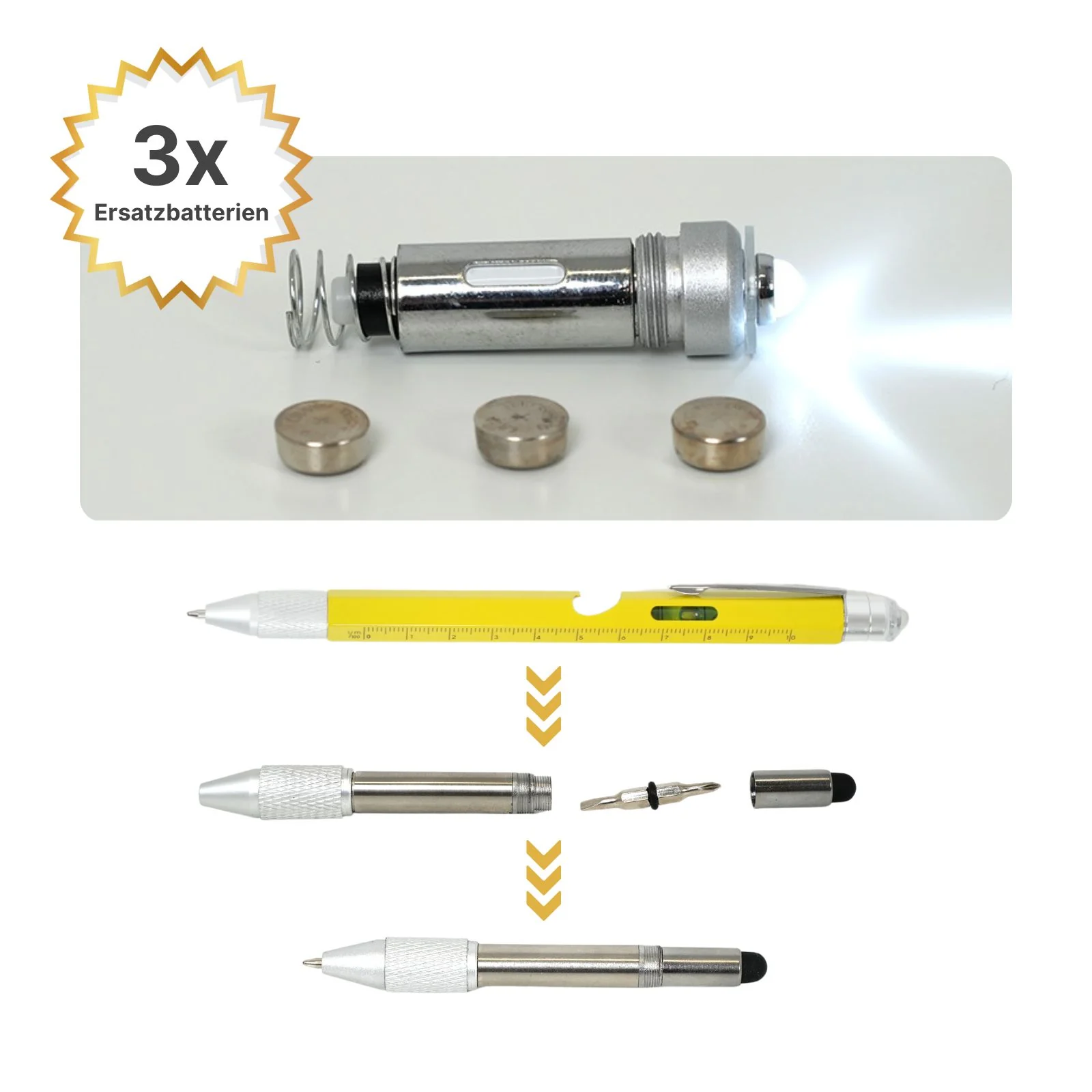 8in1 Multi-Kugelschreiber Multifunktionsstift Touchpen Wasserwaage Schraubendreher - Image 5