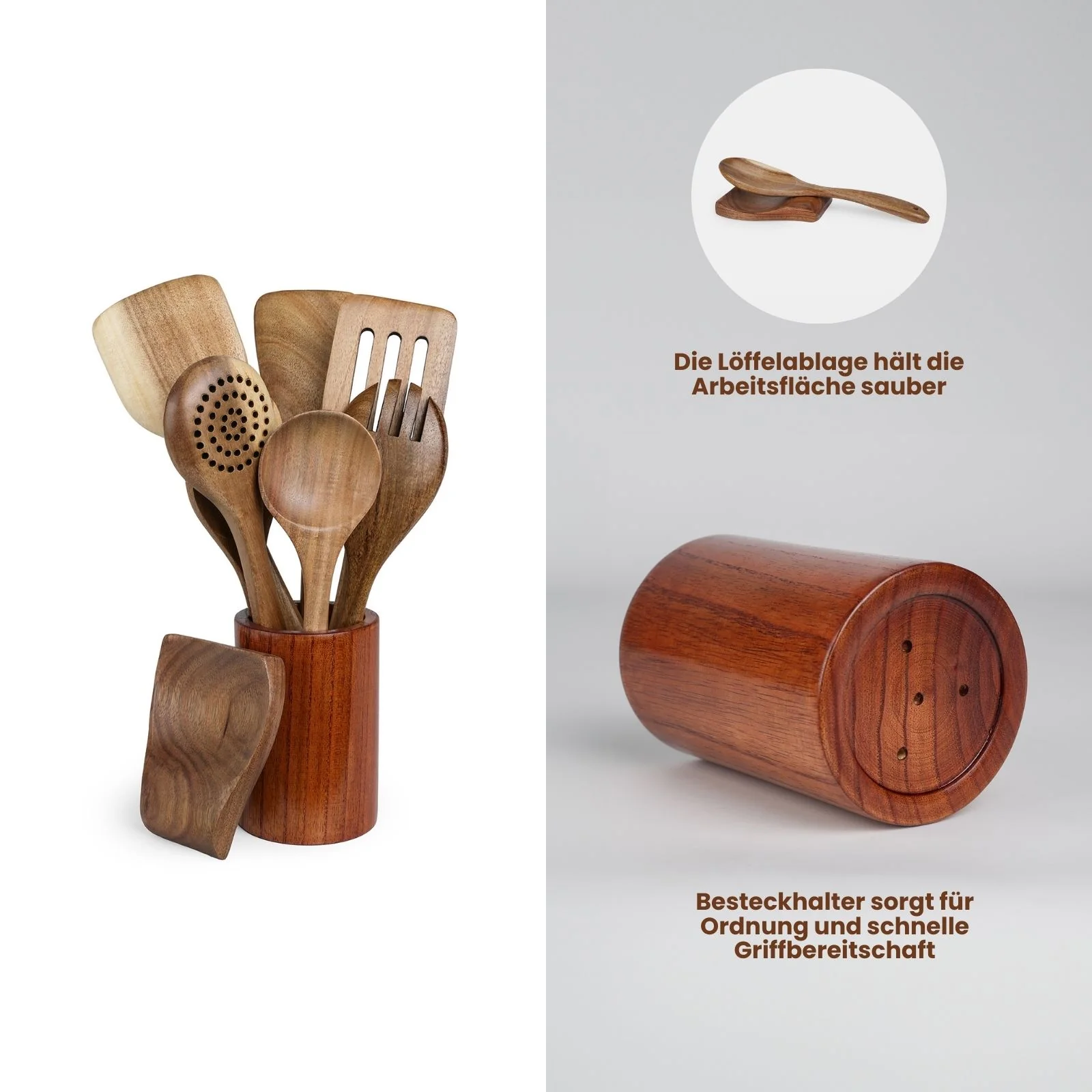 9-tlg. Küchenhelfer-Set aus Holz Küchenutensilien Kochlöffel-Set - Image 6