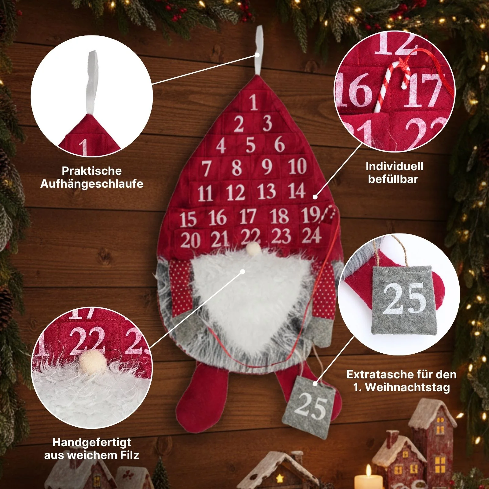 Adventskalender Wichtel Weihnachtskalender Filz-Adventskalender - Image 3