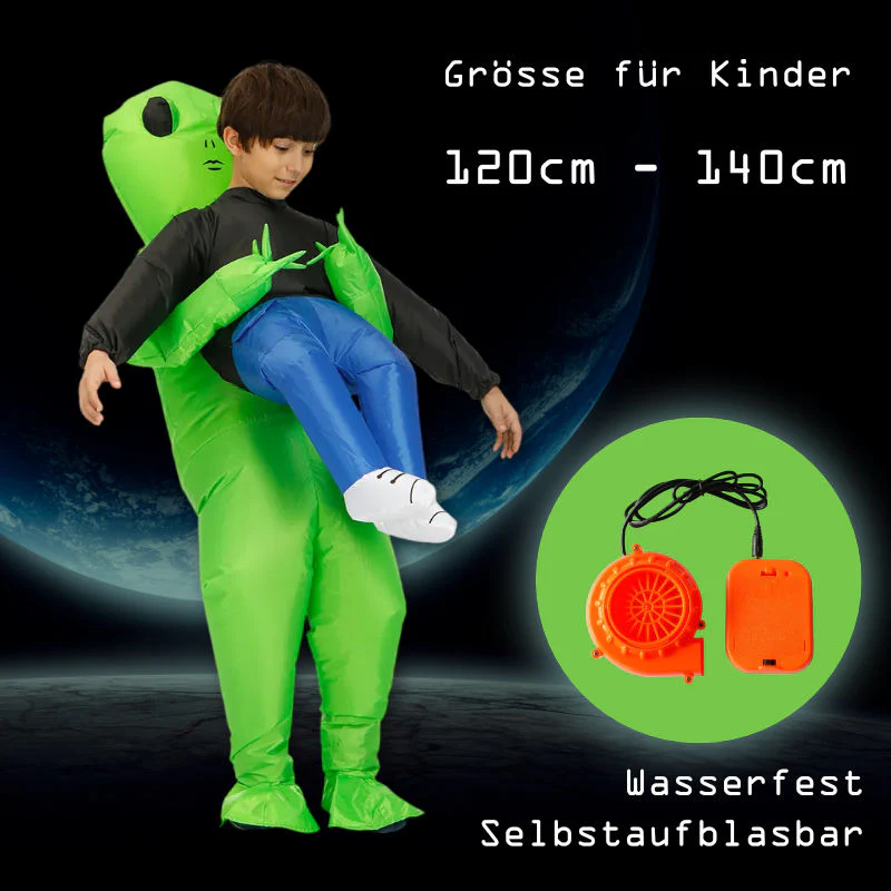 Alien Kostüm Kinder 120–140cm – mit Lüfter & Batteriekasten - Image 3