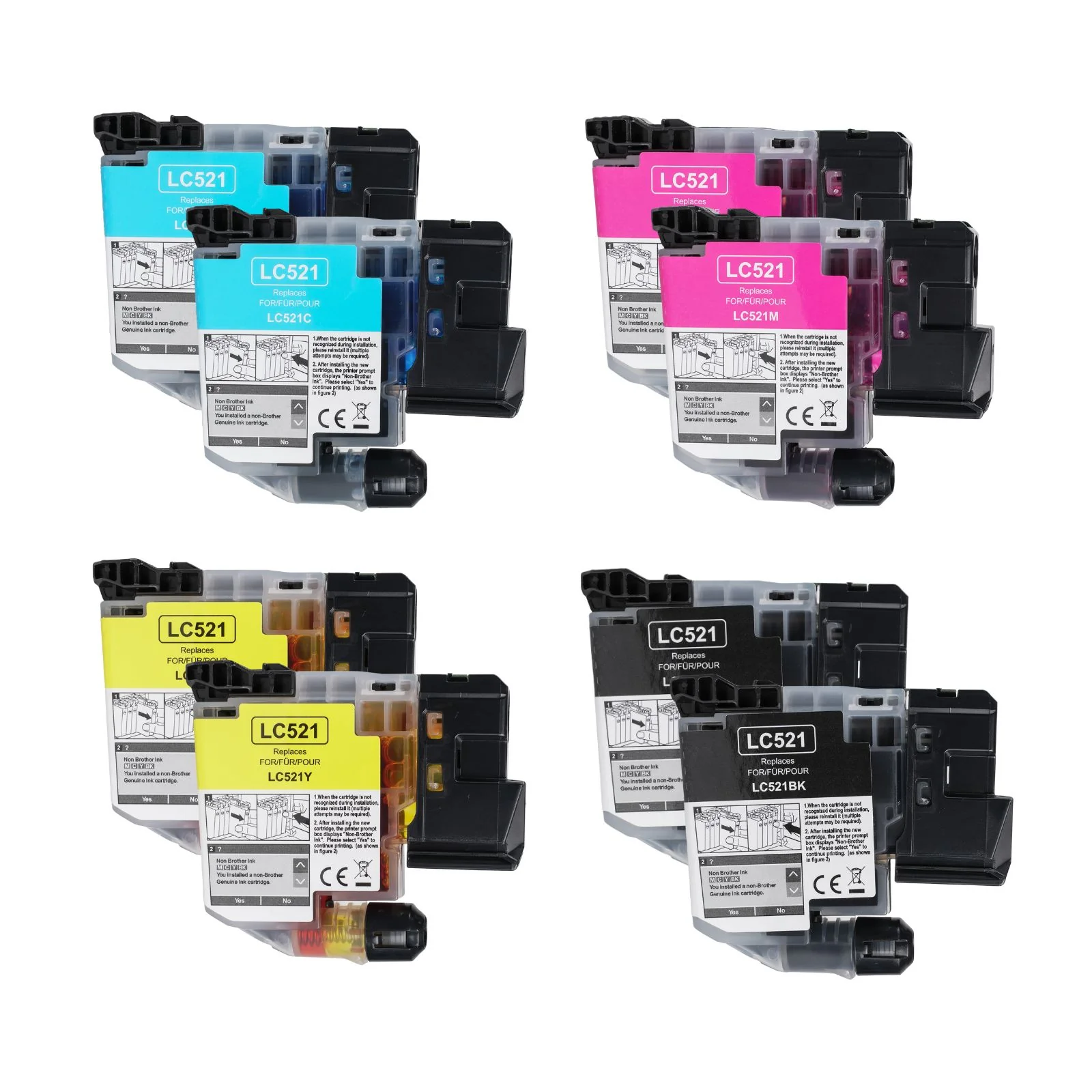 Alternative Tintenpatrone zu Brother LC521VAL Multipack 8er Set