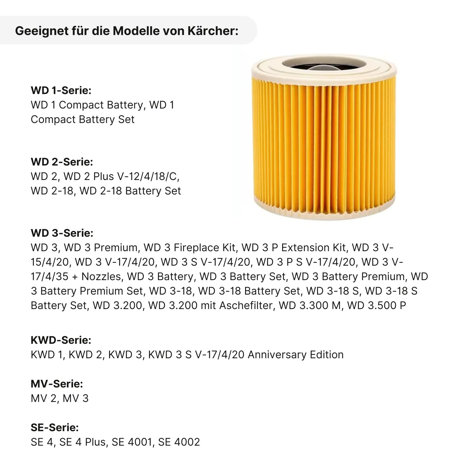 Alternativer Patronenfilter für Kärcher Sauger WD KWD MV SE - Image 3