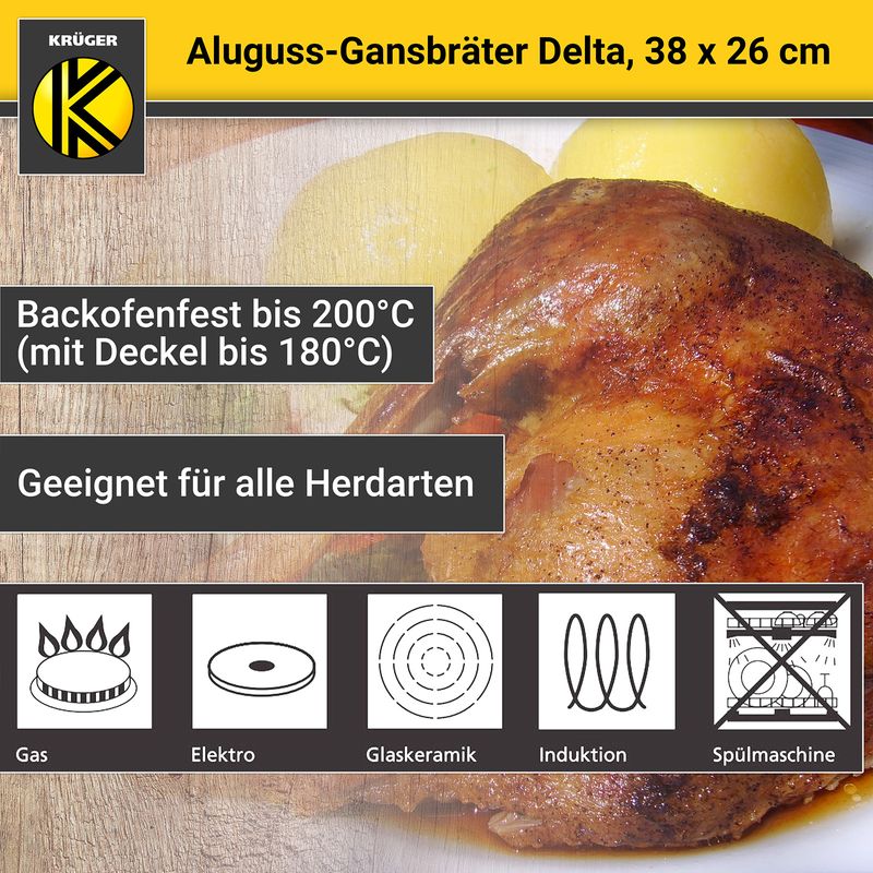 Aluguss-Gansbräter Schmortopf Backofenform Bratschale Schmorbräter - Image 5