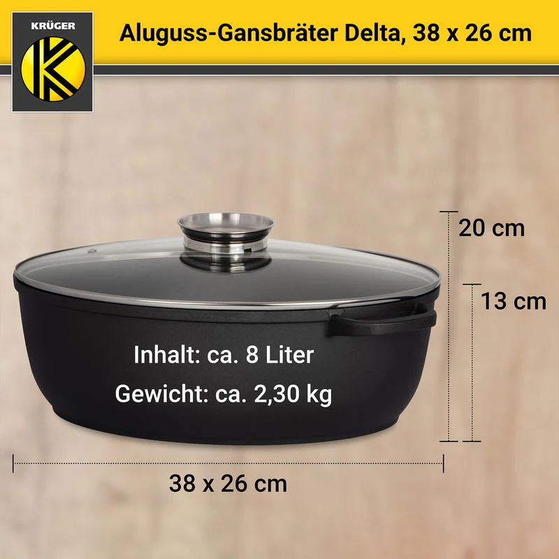 Aluguss-Gansbräter Schmortopf Backofenform Bratschale Schmorbräter - Image 6