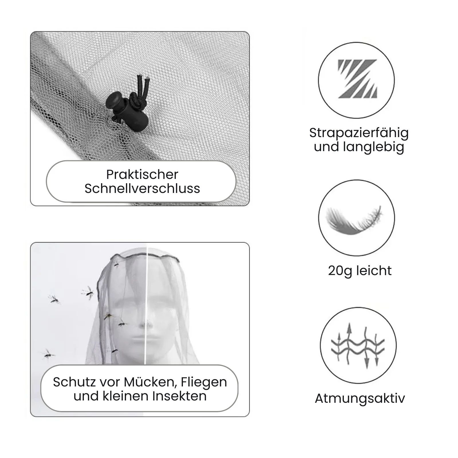 Moskitonetz Mückenschutz Kopfnetz Insektenschutznetz Netzhaube - Image 5