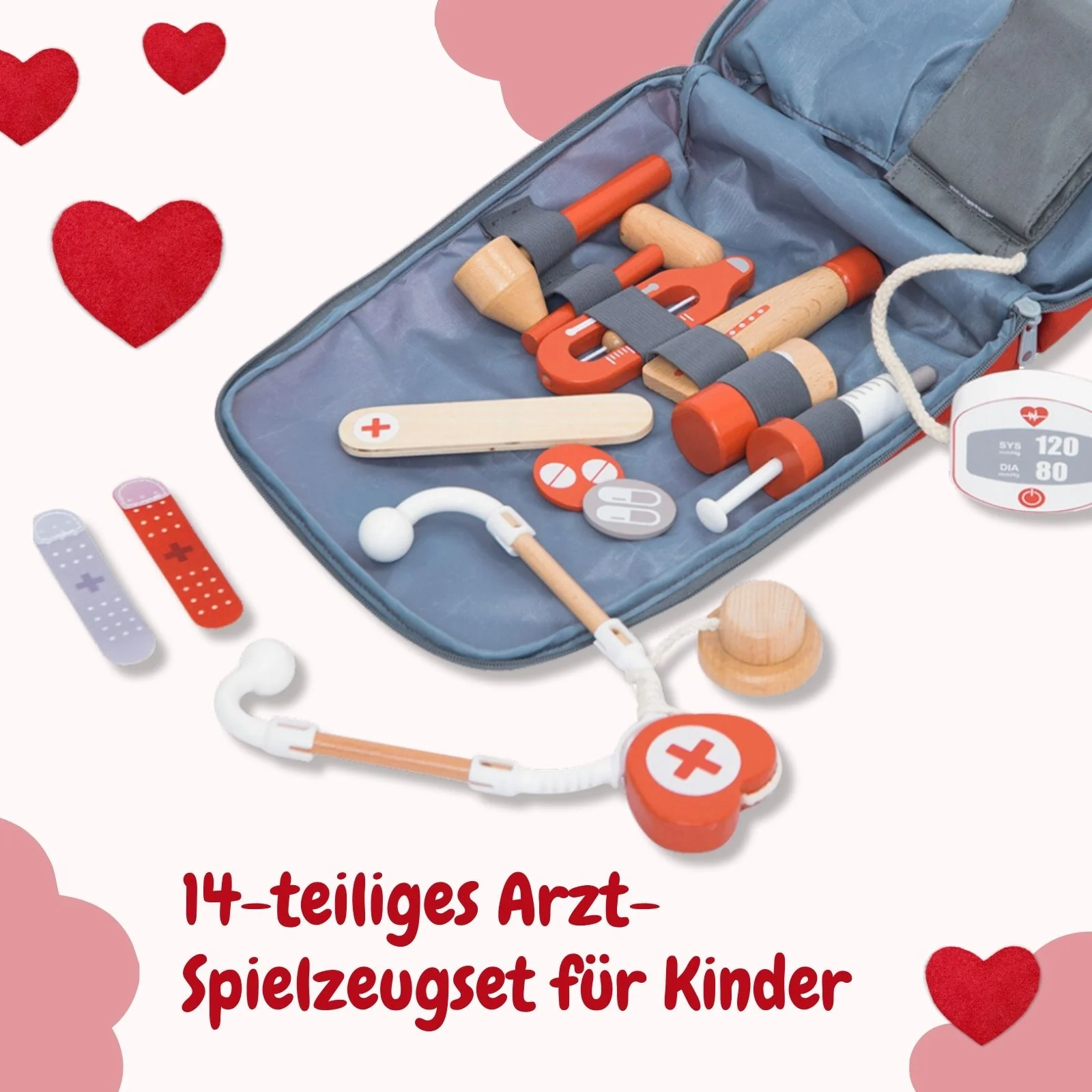 Arzt-Spielzeug-Set für Kinder Doktor-Set Holz-Kinderspielzeug Arztkoffer Doktorkoffer - Image 2