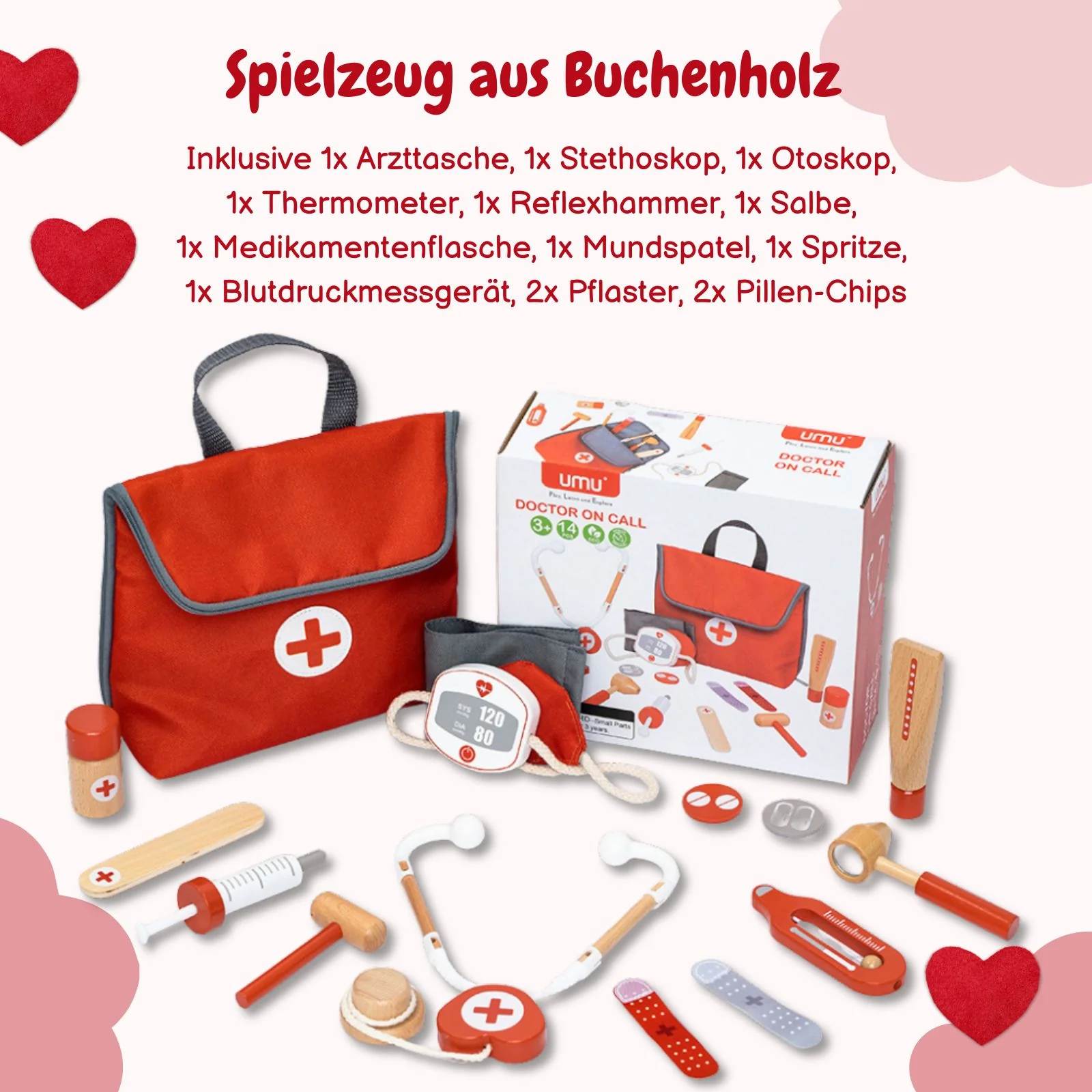 Arzt-Spielzeug-Set für Kinder Doktor-Set Holz-Kinderspielzeug Arztkoffer Doktorkoffer - Image 5