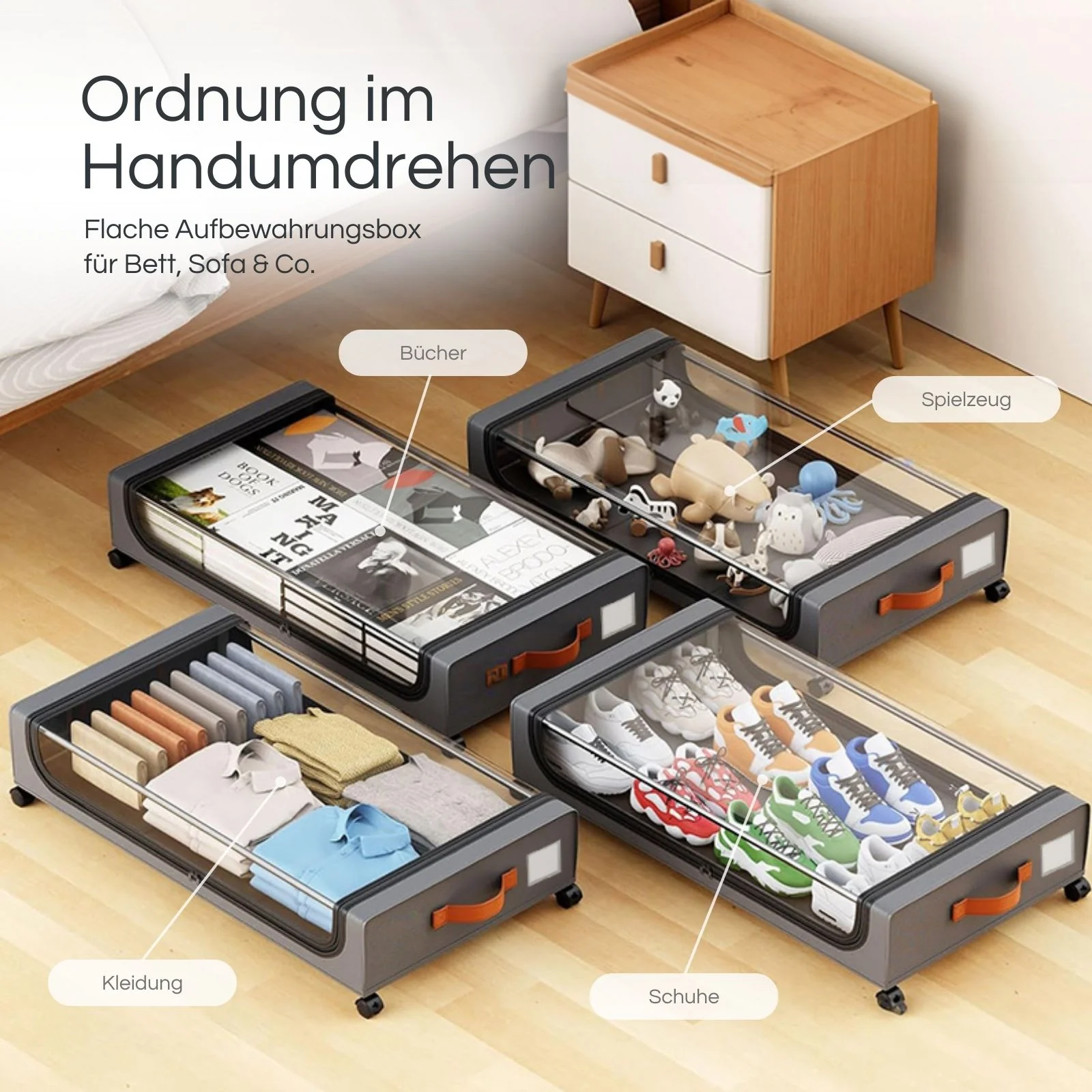 Aufbewahrungsbox mit Rollen Aufbewahrungstasche Unterbettkommode - Image 2