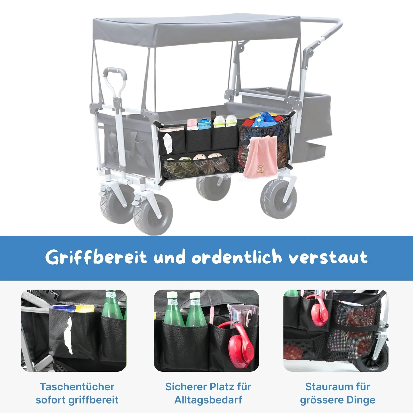 Aufbewahrungstasche für Bollerwagen 126073 Zusatztasche Seitentasche - Image 3
