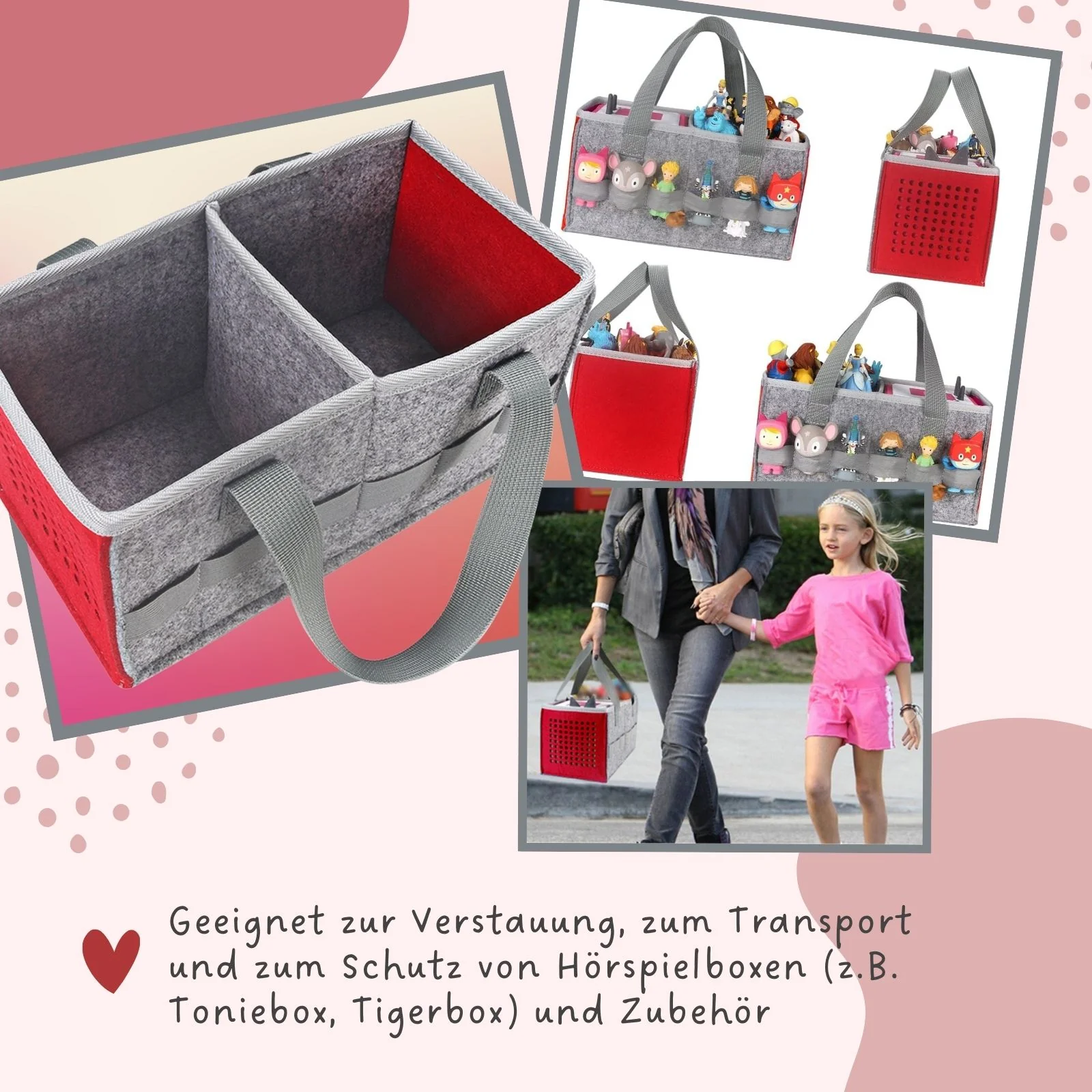 Aufbewahrungstasche für Hörspielbox und Figuren Organizer-Tasche für Hörspiel Rot - Image 3