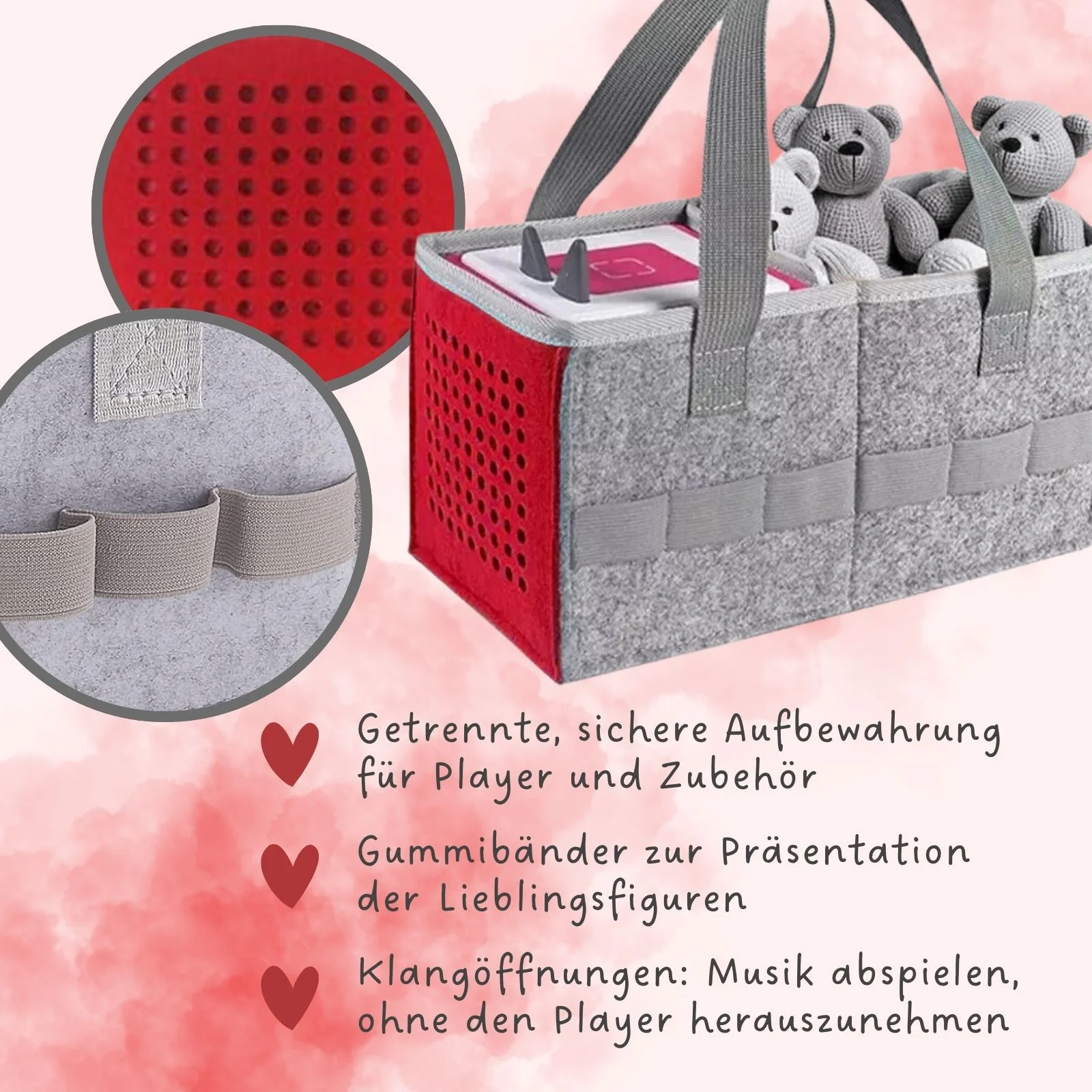 Aufbewahrungstasche für Hörspielbox und Figuren Organizer-Tasche für Hörspiel Rot - Image 4