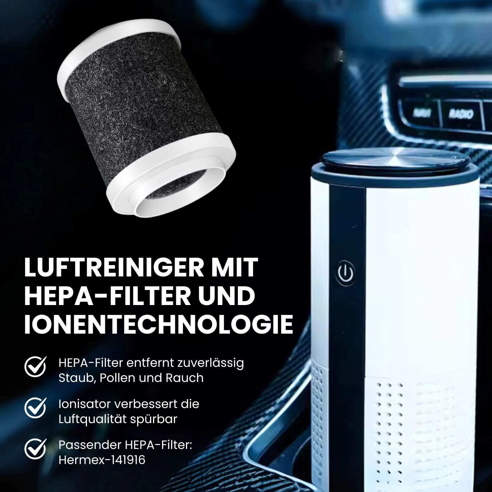 Auto-Luftreiniger Mini-Luftreiniger Mobiler Luftfilter Luftionisator - Image 4