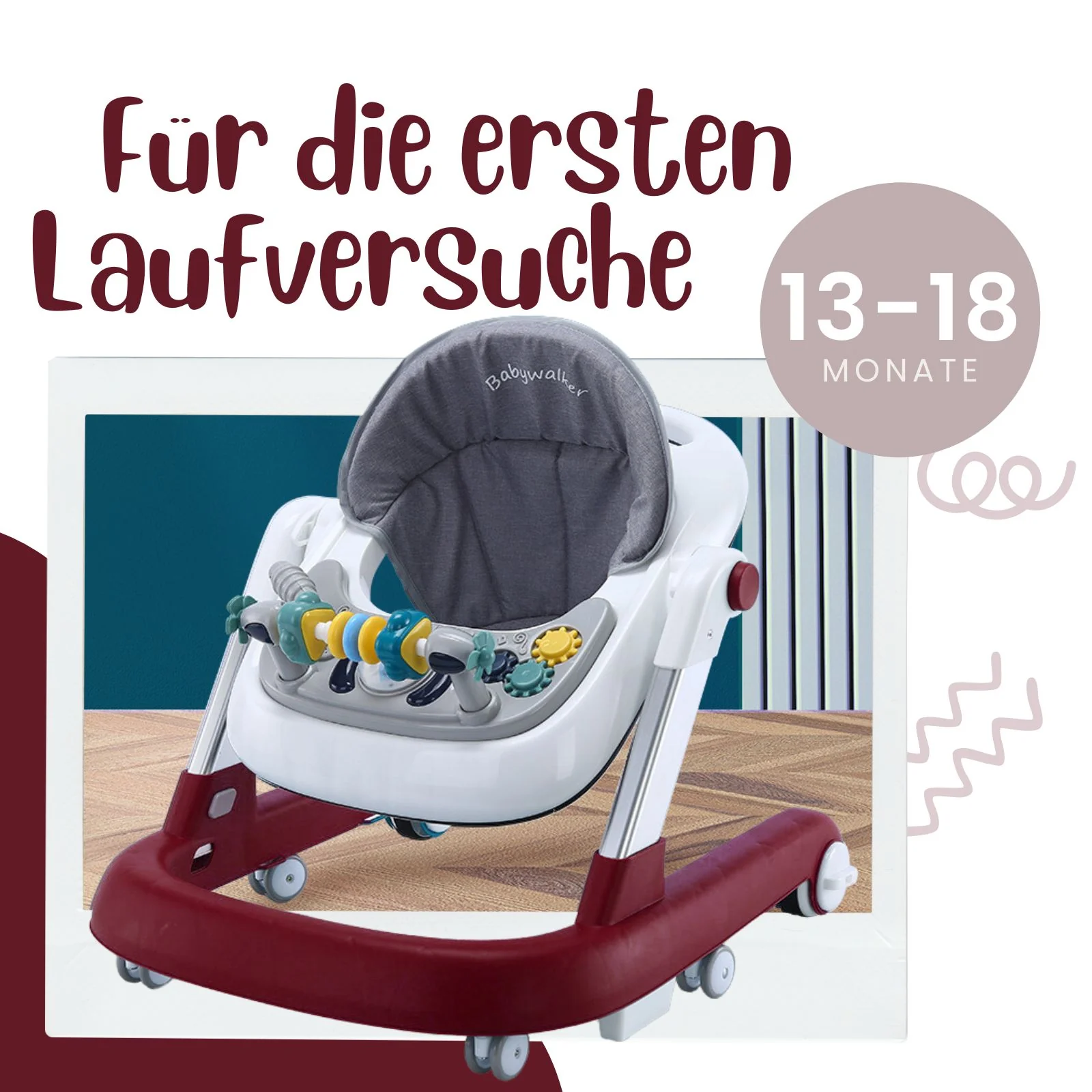 Baby Walker Lauflernwagen Lauflernhilfe Laufwagen Gehfrei Laufhilfe Kleinkinder - Image 3