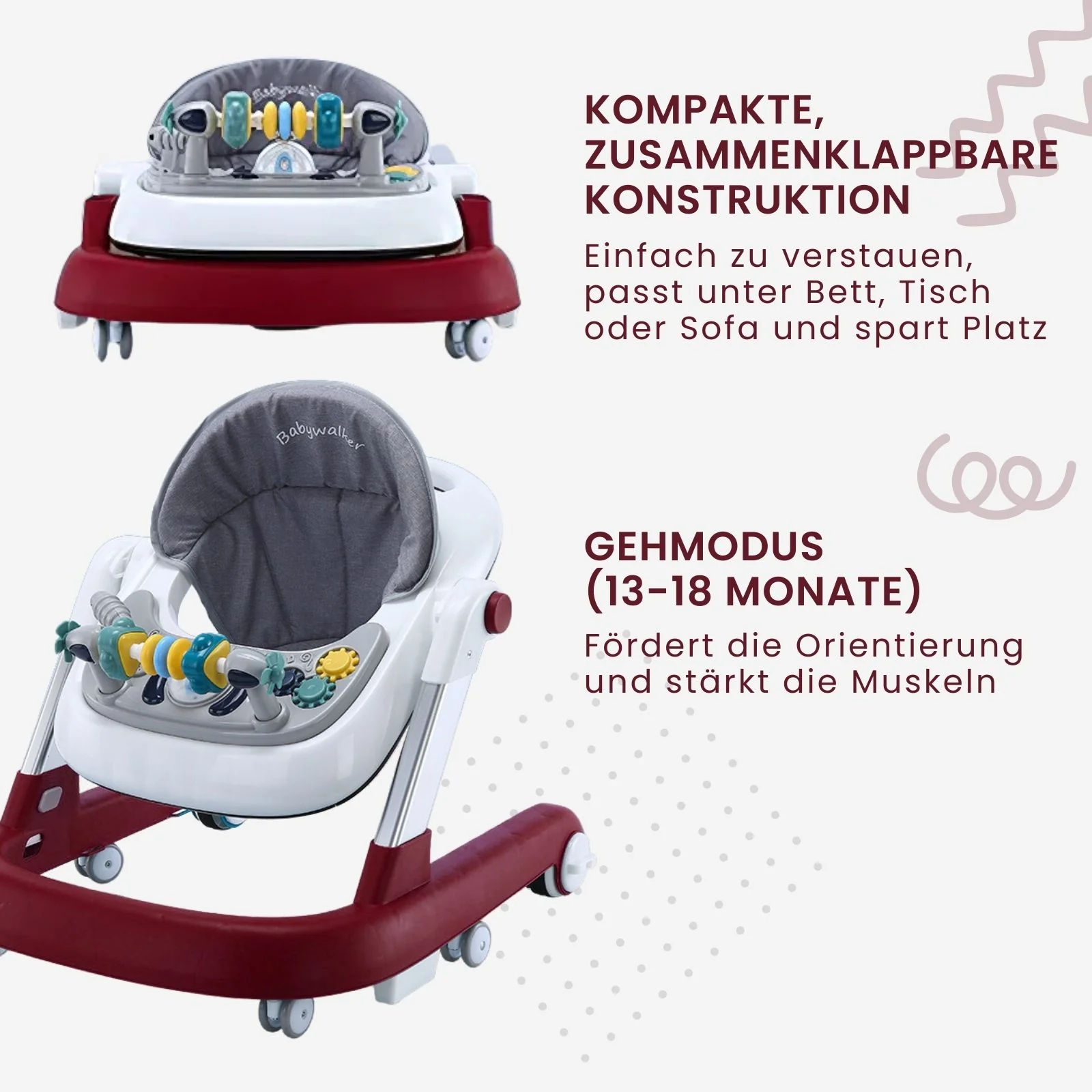 Baby Walker Lauflernwagen Lauflernhilfe Laufwagen Gehfrei Laufhilfe Kleinkinder - Image 7