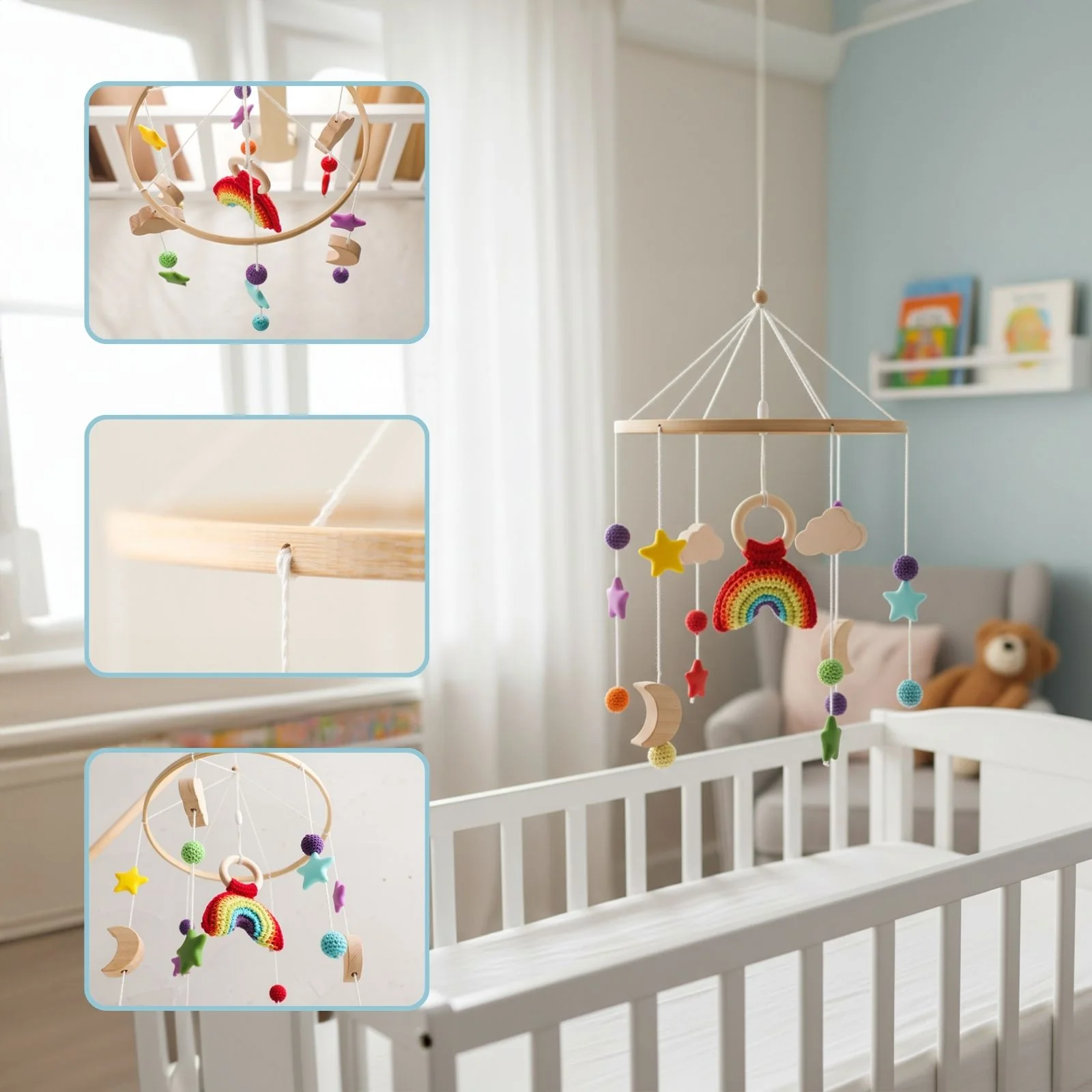 Babymobile Regenbogen Hängemobile Mobile Babyspielzeug Schlafmobile - Image 5