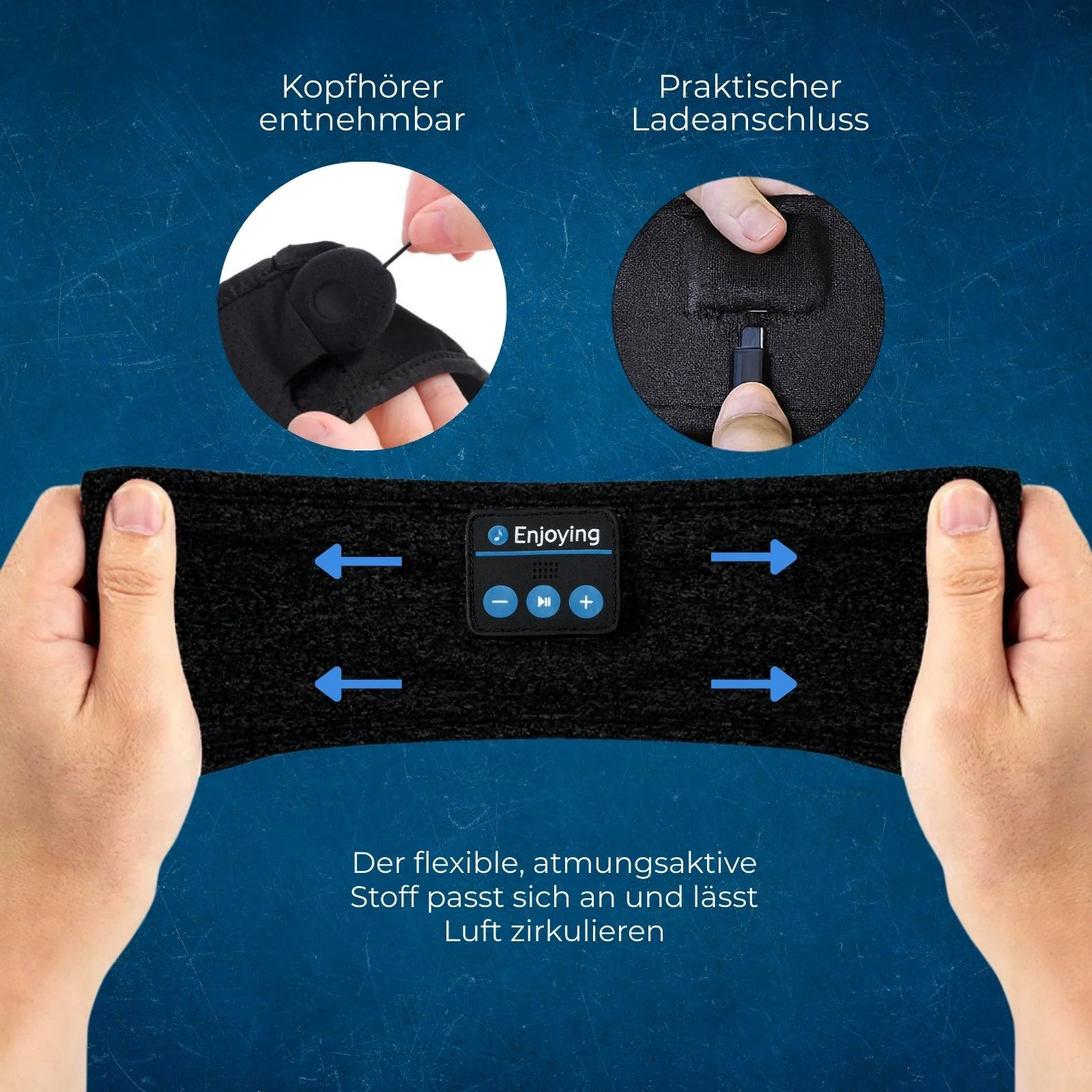 Bluetooth Schlafmaske Kopfband mit Stereo Kopfhörern Augenmaske - Image 3