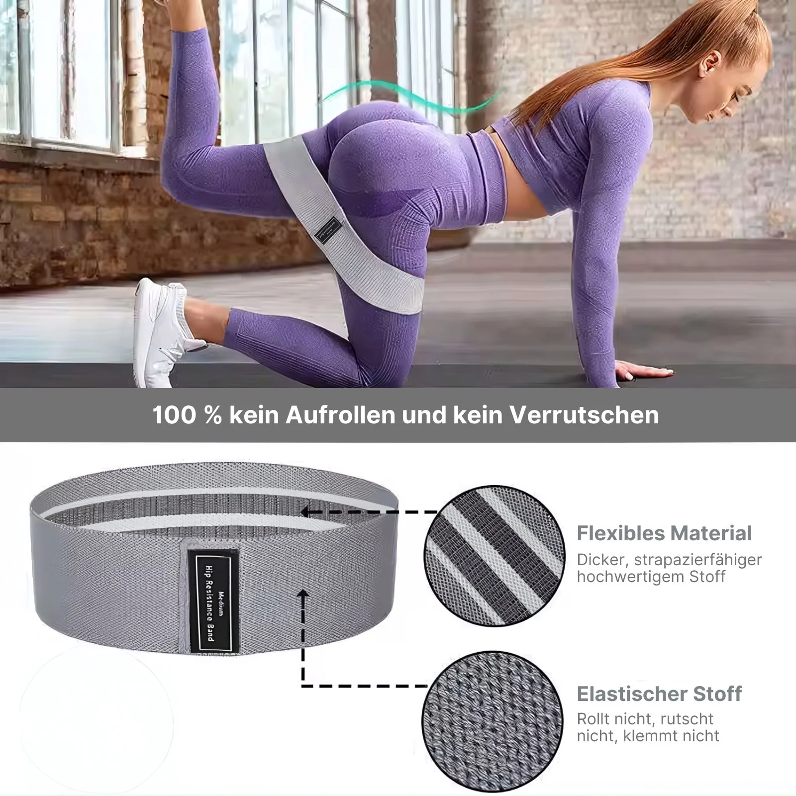Booty-Band Hip-Resistance-Band Glute-Band Trainingsband Fitnessband - Image 2