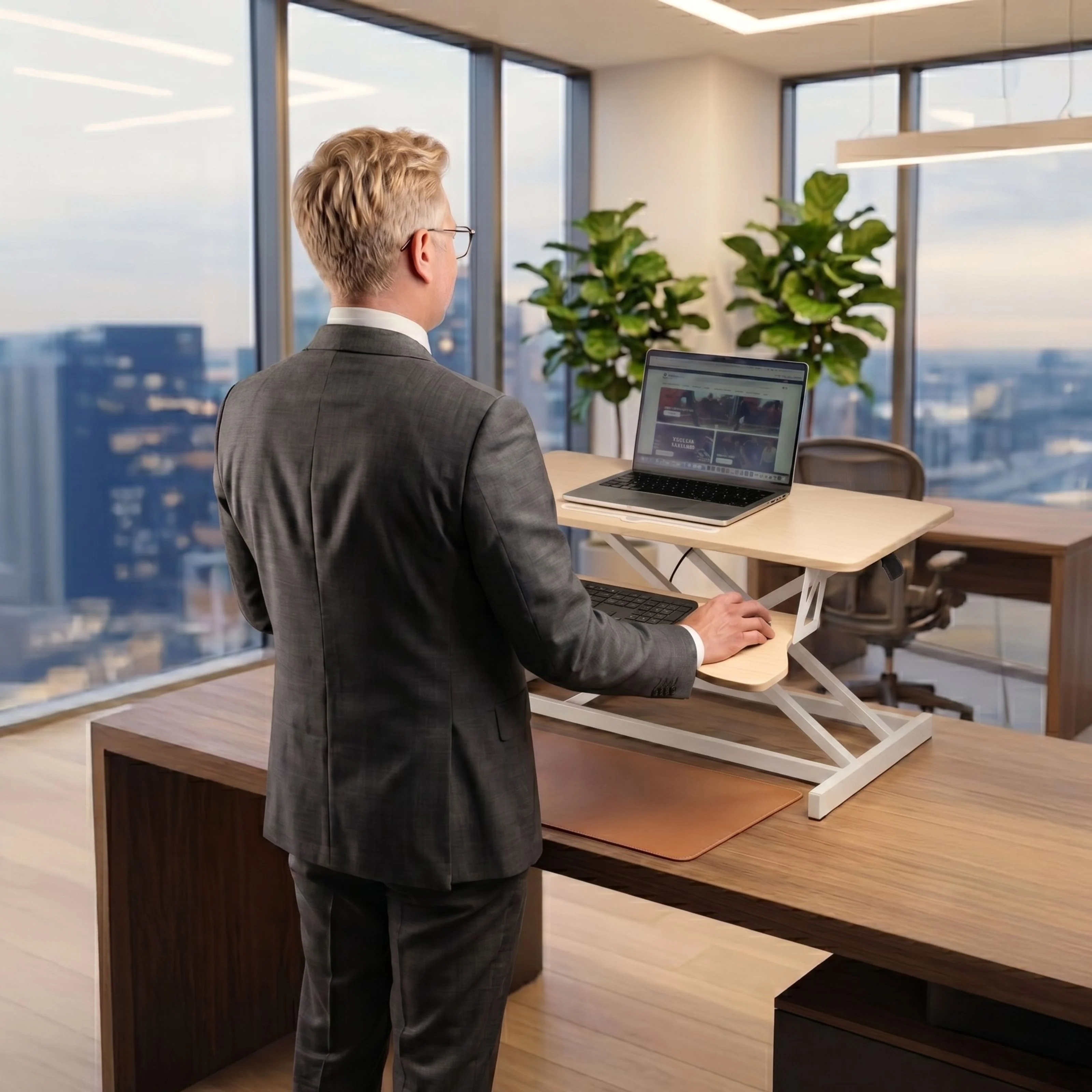 Bürotisch pneumatischer Aufsatz Notebook Schreibtisch Hubtisch Office Desk Arbeitstisch - Image 2