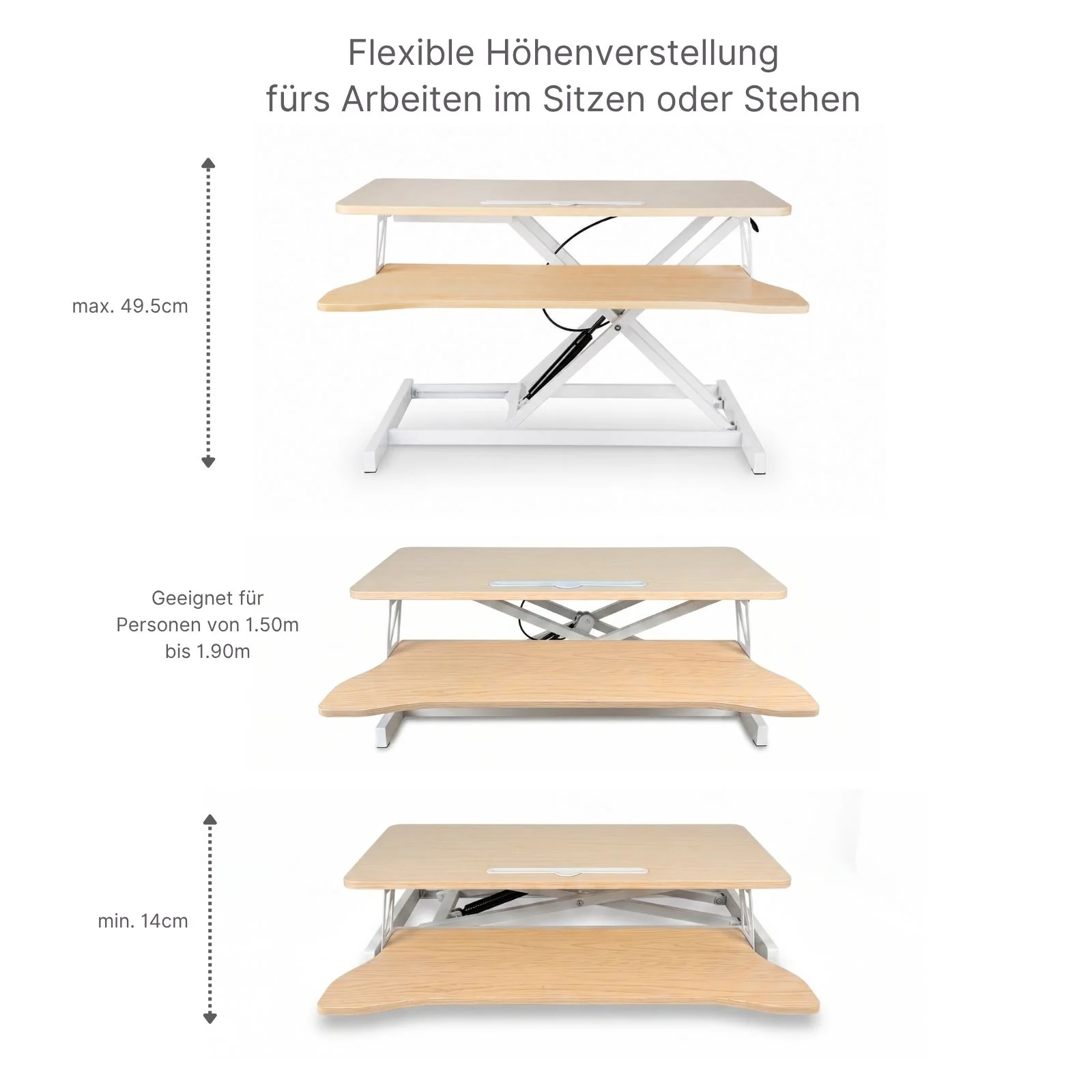 Bürotisch pneumatischer Aufsatz Notebook Schreibtisch Hubtisch Office Desk Arbeitstisch - Image 5