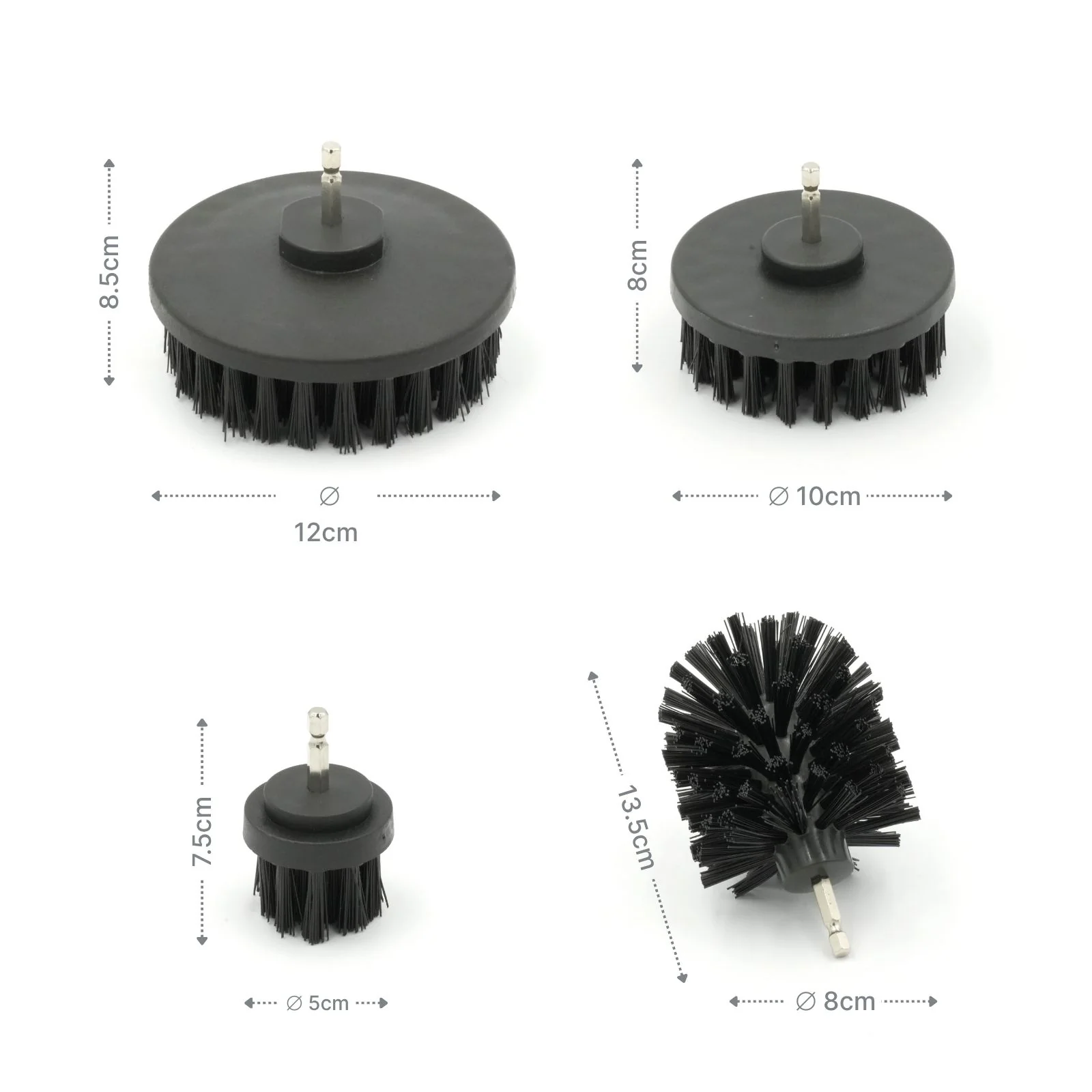 4-tlg. Bürstenaufsatz-Set Nylonbürste für Bohrmaschine/Akkuschrauber - Image 3