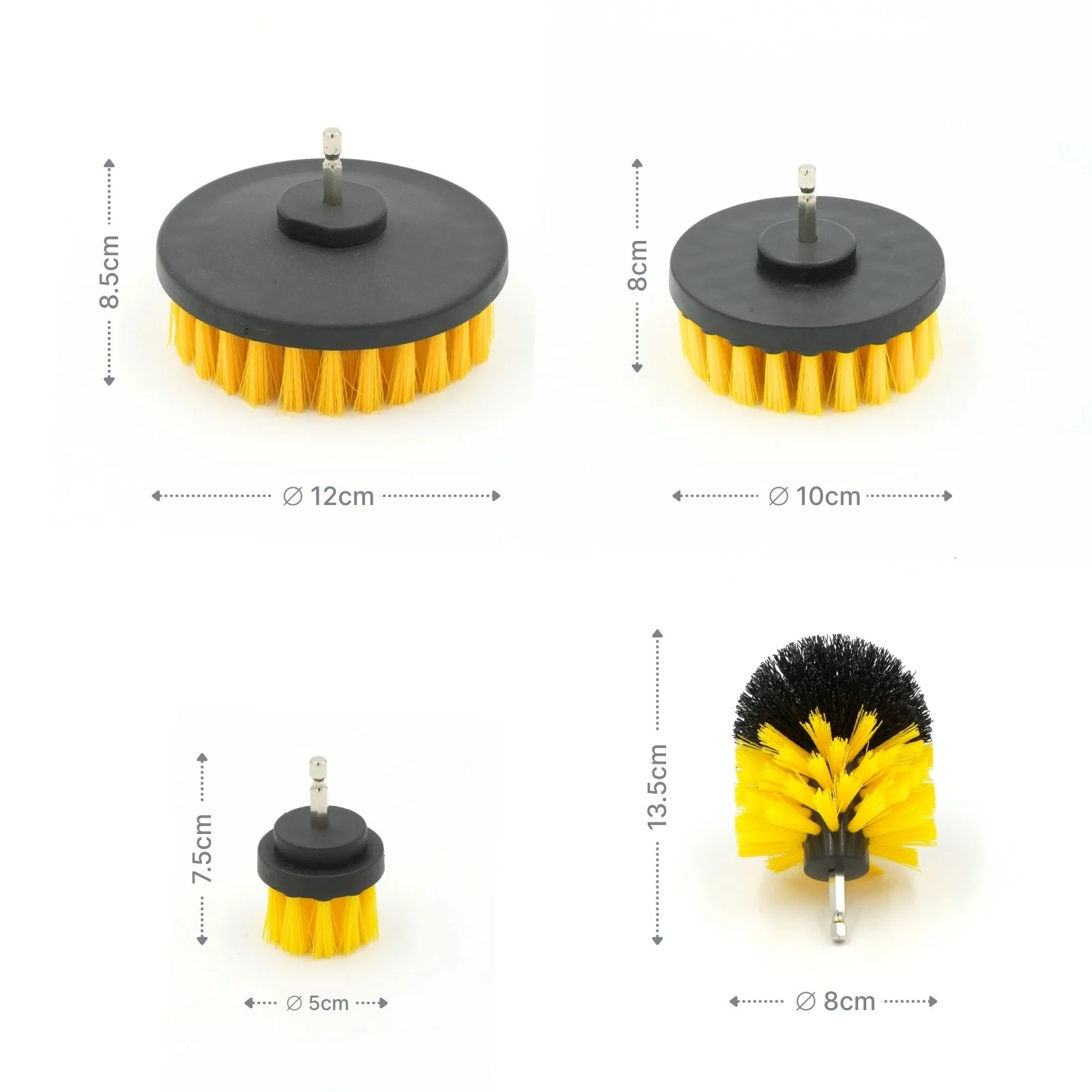 4-tlg. Bürstenaufsatz-Set Nylonbürste für Akkuschrauber/Bohrmaschine - Image 3