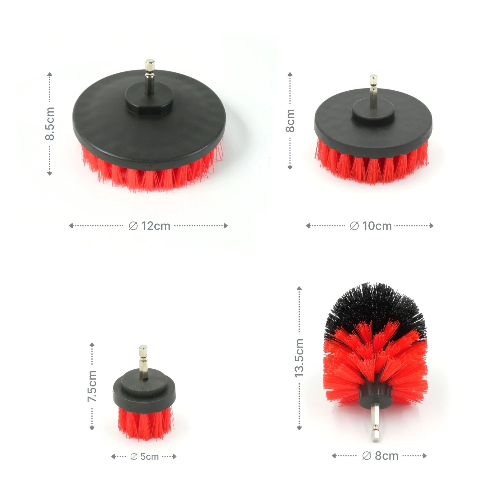 4-tlg. Nylonbürsten-Set Bürstenaufsatz für Bohrmaschine/Akkuschrauber - Image 3