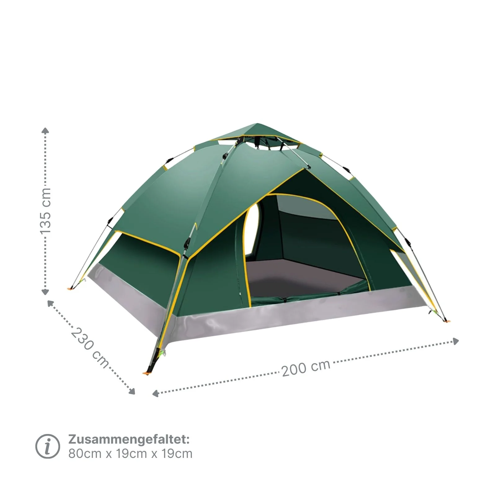 Campingzelt für 3-4 Personen Quick-Up-Zelt Automatikzelt Festivalzelt - Image 7
