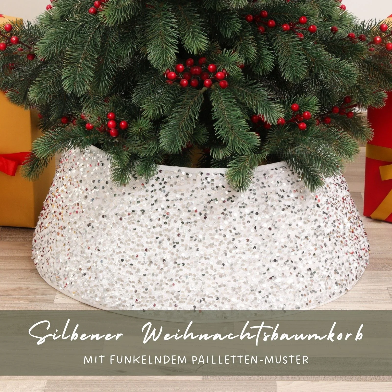 Christbaumrock Pailletten-Muster Weihnachtsbaumständer-Kragen Baumständer-Verkleidung - Image 2