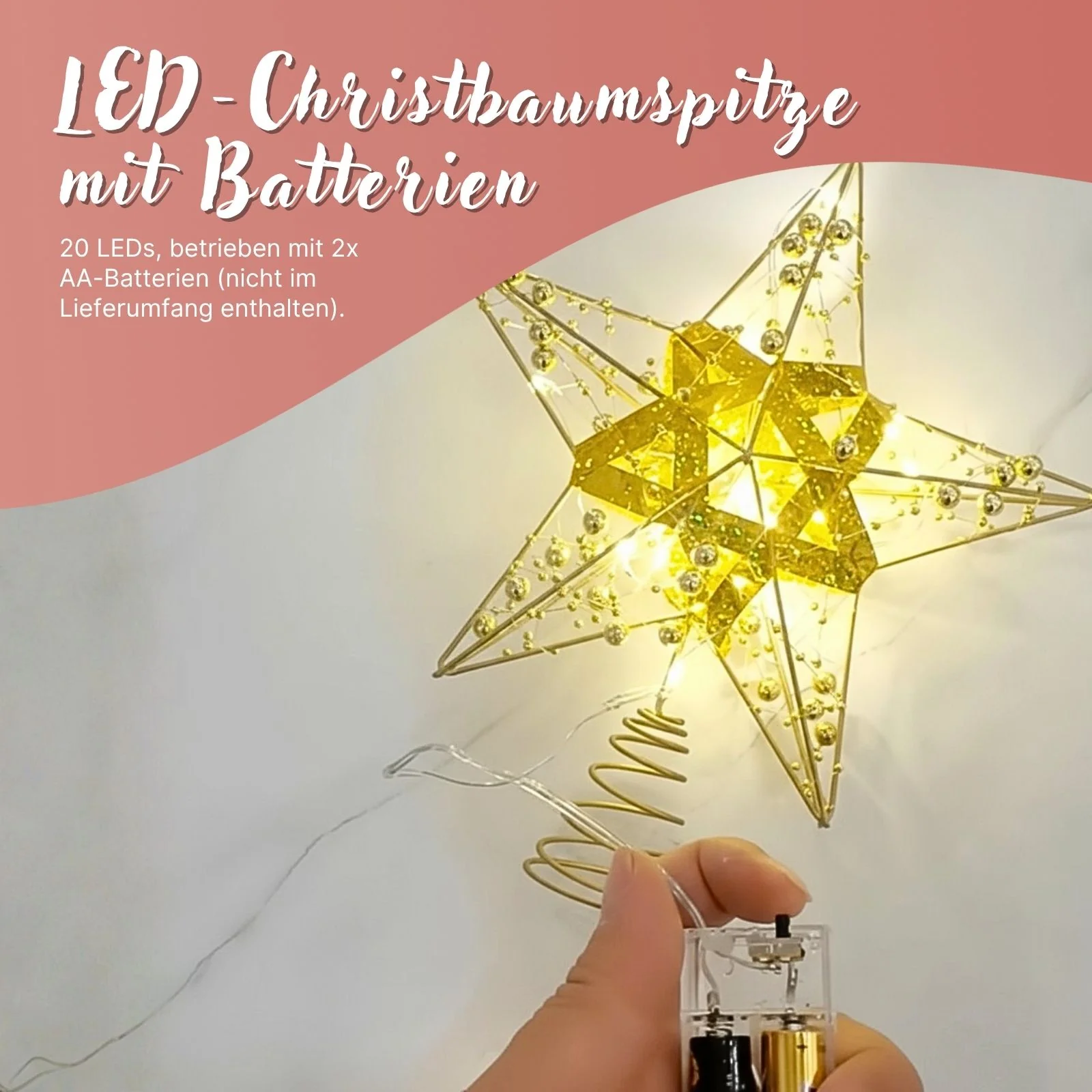 Christbaumspitze LED-Stern Baumspitze mit Licht Weihnachtsbaumspitze - Image 3