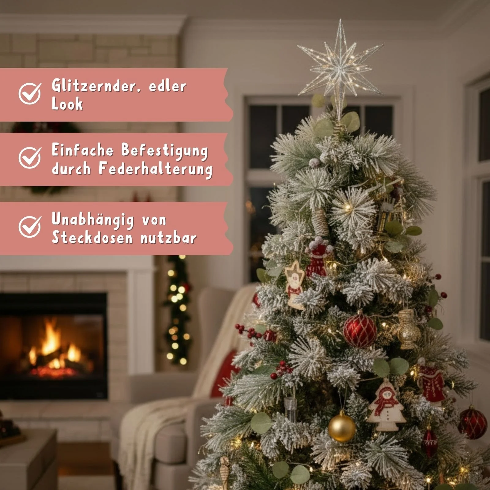 Christbaumspitze Weihnachtsbaumschmuck LED-Stern Weihnachtsdeko - Image 2