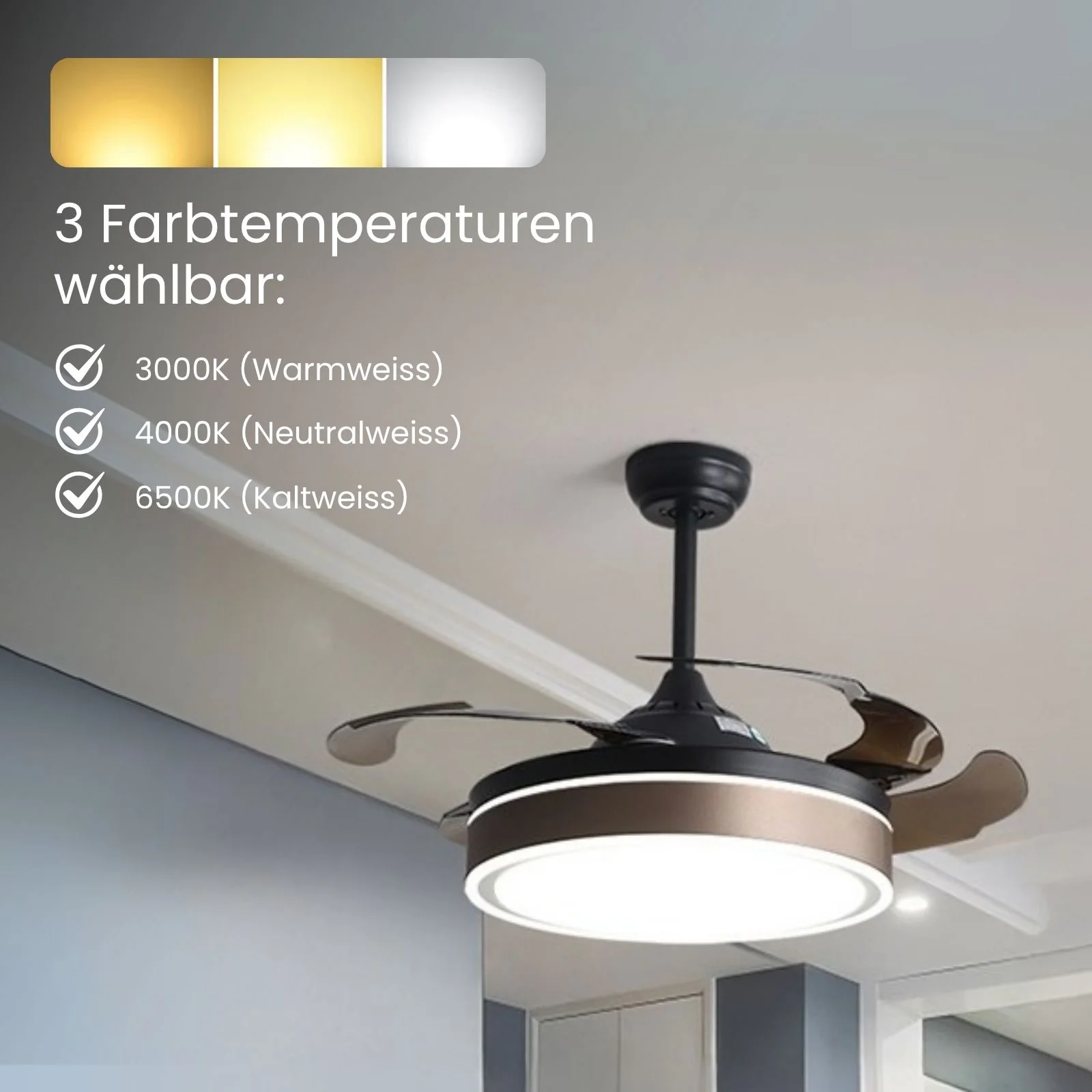 Deckenventilator mit LED-Beleuchtung Deckengebläse Ventilator - Image 3