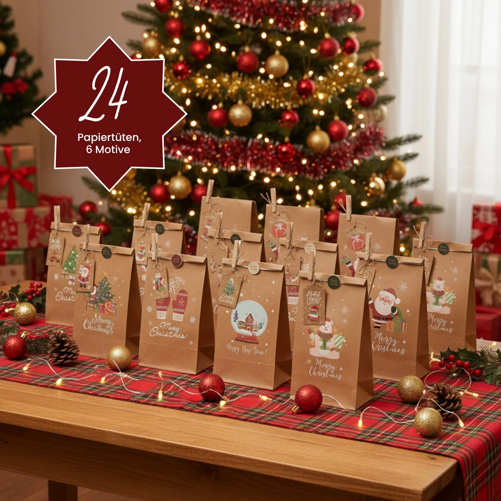 DIY Adventskalender Weihnachts-Tüten Adventskalender-Säckli Tütenset - Image 2
