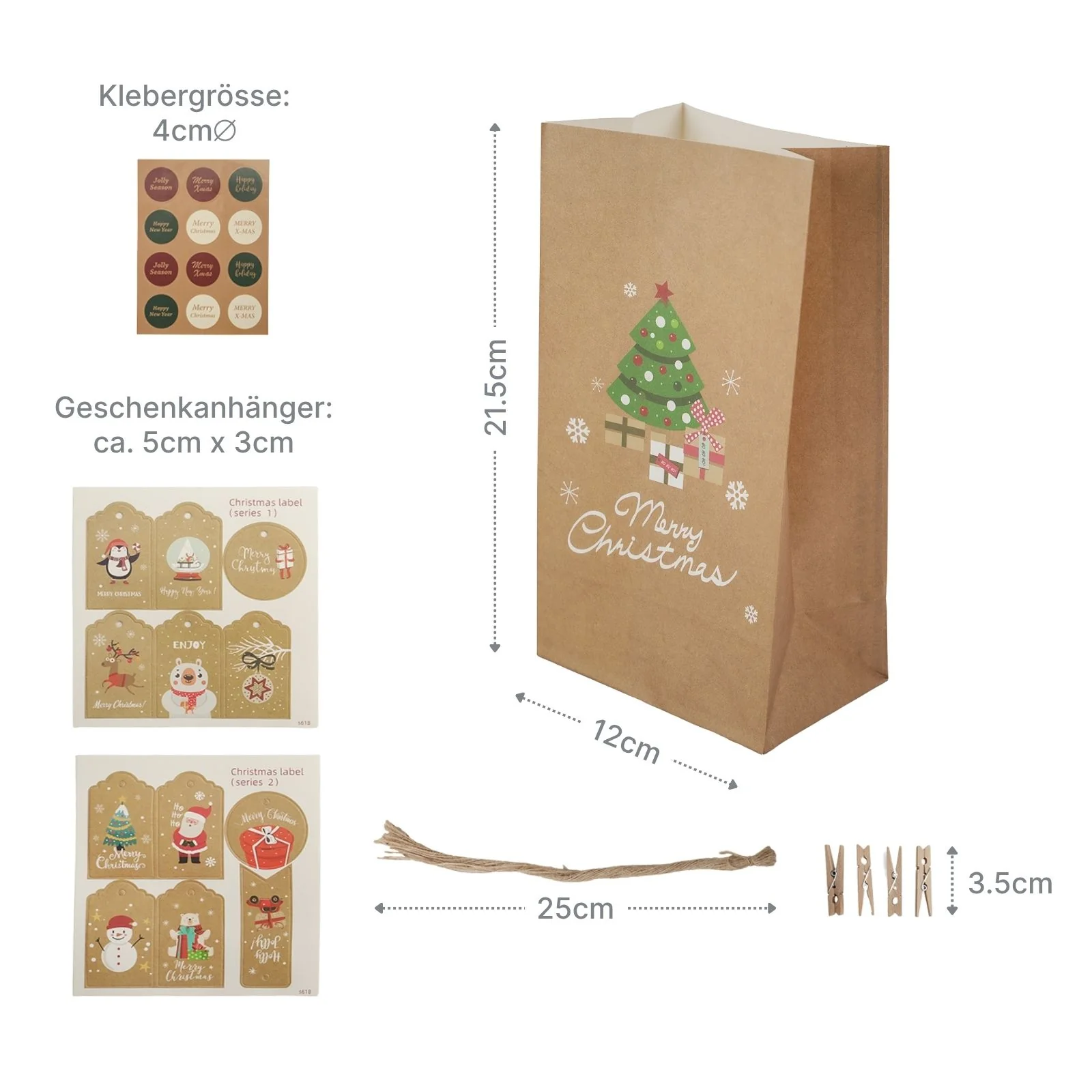 DIY Adventskalender Weihnachts-Tüten Adventskalender-Säckli Tütenset - Image 9