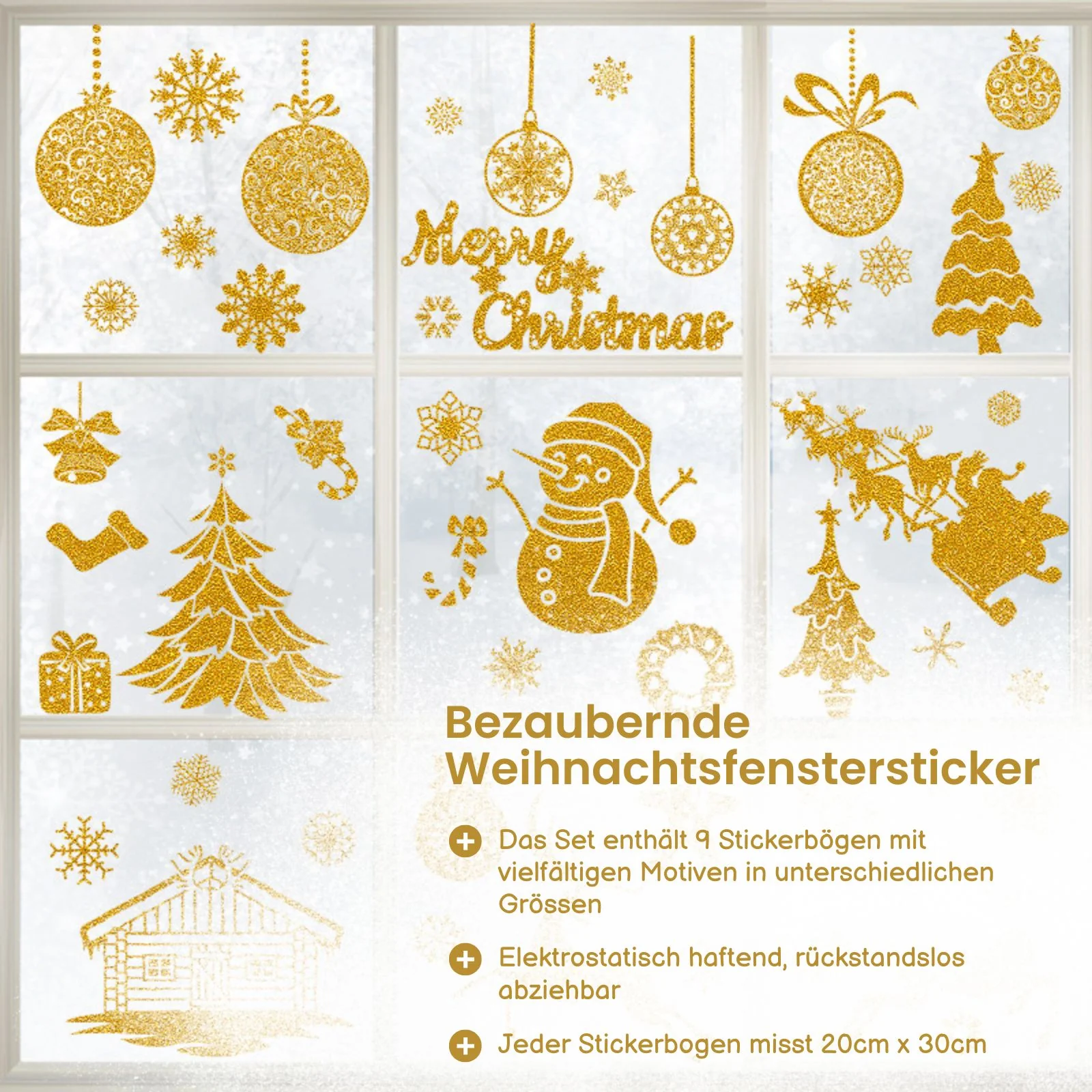 DIY Deko Weihnachtsaufkleber Fenstersticker Merry Christmas Happy New Year - Image 2