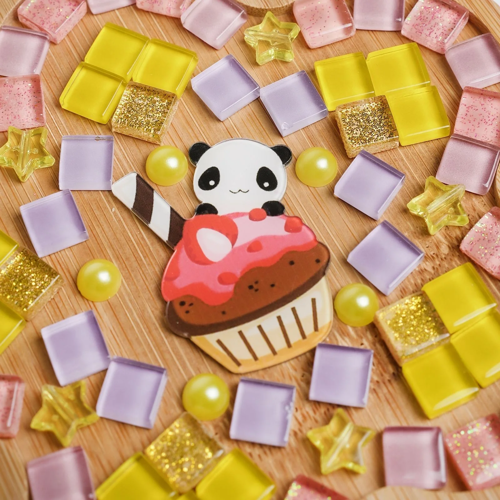 DIY-Mosaik-Bastelset Panda Mosaik-Untersetzer Blumen-Untersetzer - Image 3