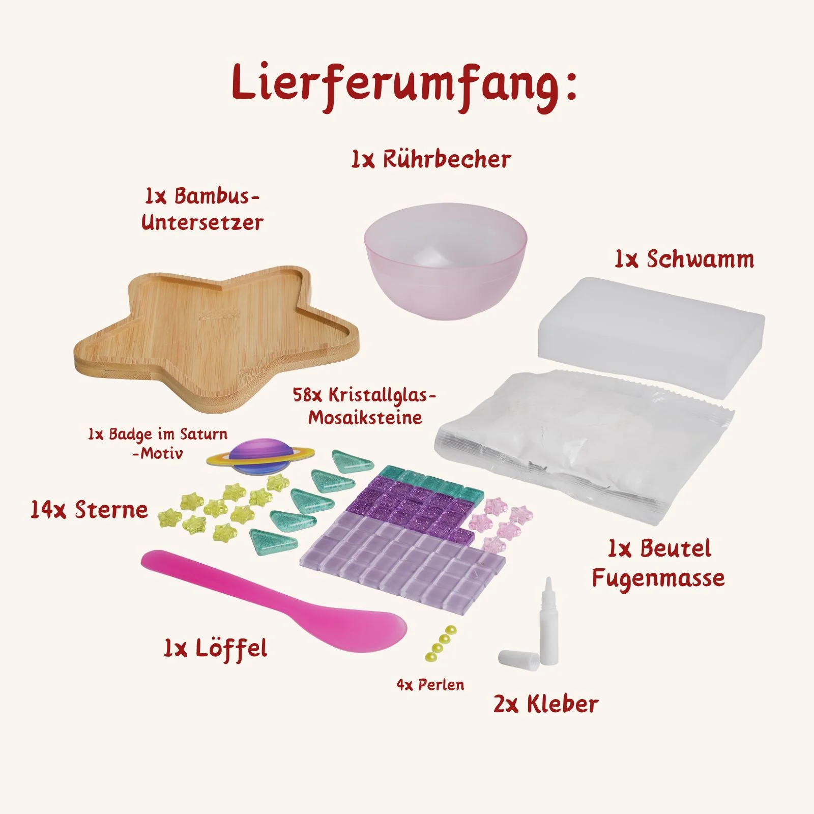 DIY-Mosaik-Bastelset Saturn Mosaik-Untersetzer Stern-Untersetzer - Image 6