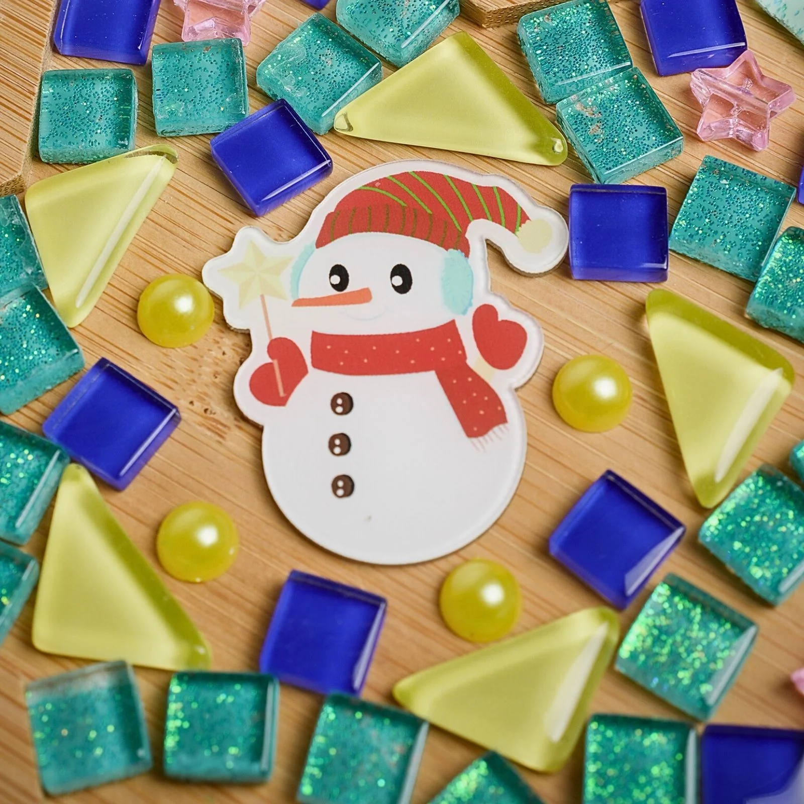 DIY-Mosaik-Bastelset Schneemann Mosaik-Untersetzer Stern-Untersetzer - Image 3