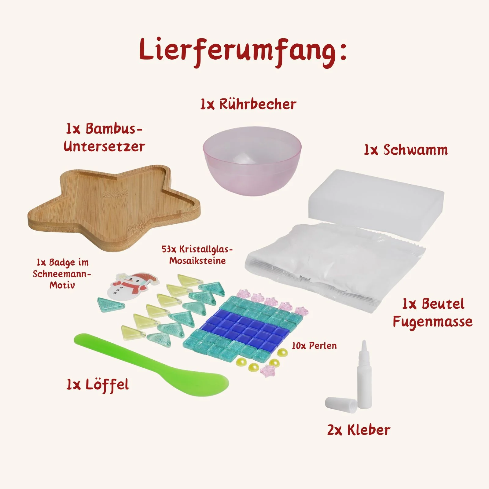 DIY-Mosaik-Bastelset Schneemann Mosaik-Untersetzer Stern-Untersetzer - Image 6