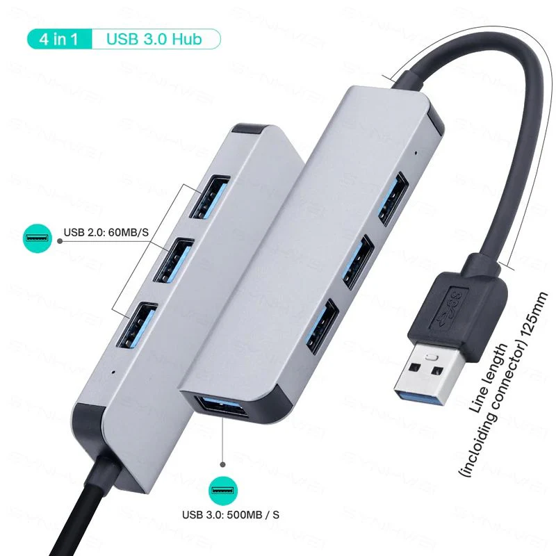 Dockingstation Multi USB-Hub 4in1 USB-A 3.0/2.0 4-port - Image 2