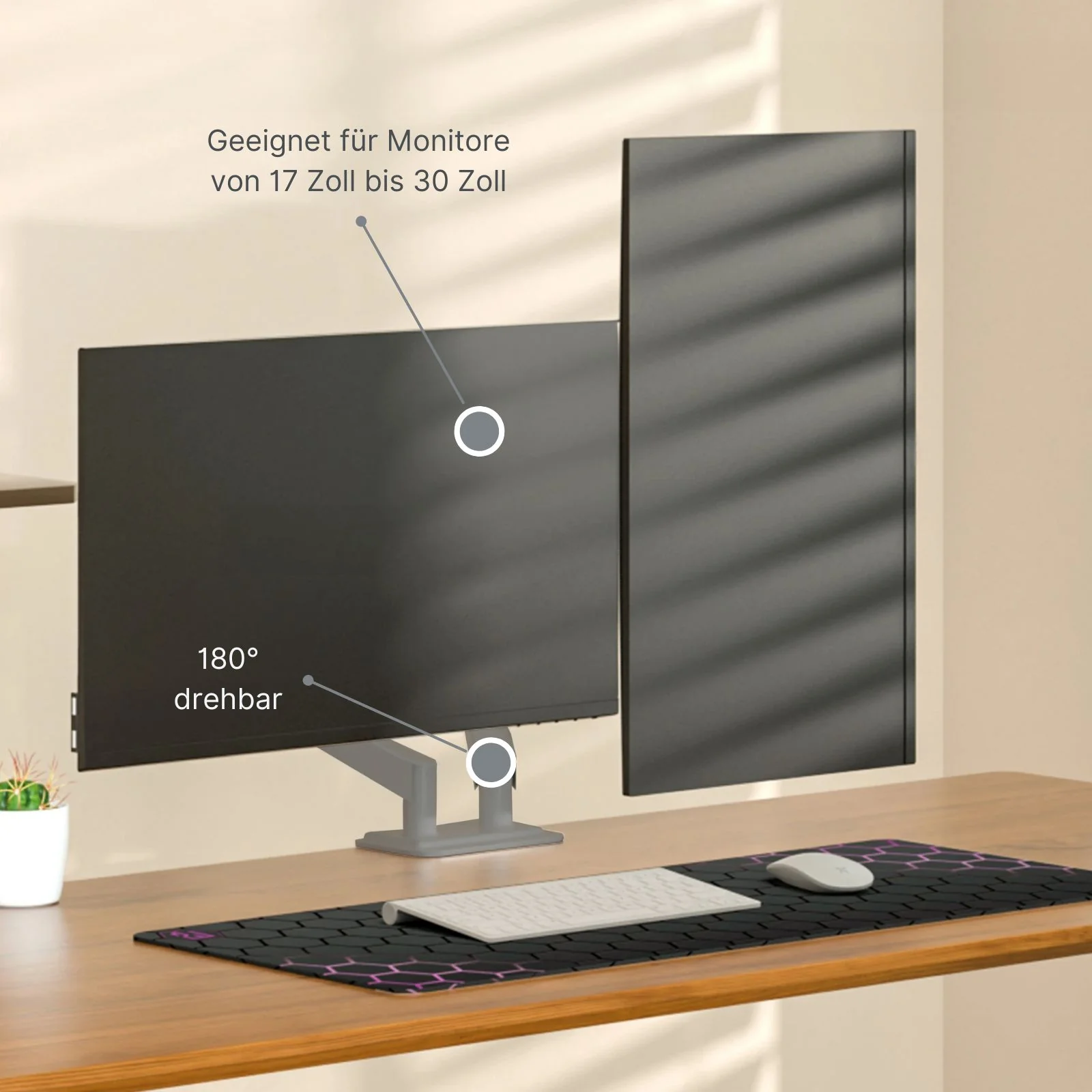 Doppel-Monitorhalterung Monitorarm 2 Monitore Tischhalterung - Image 3