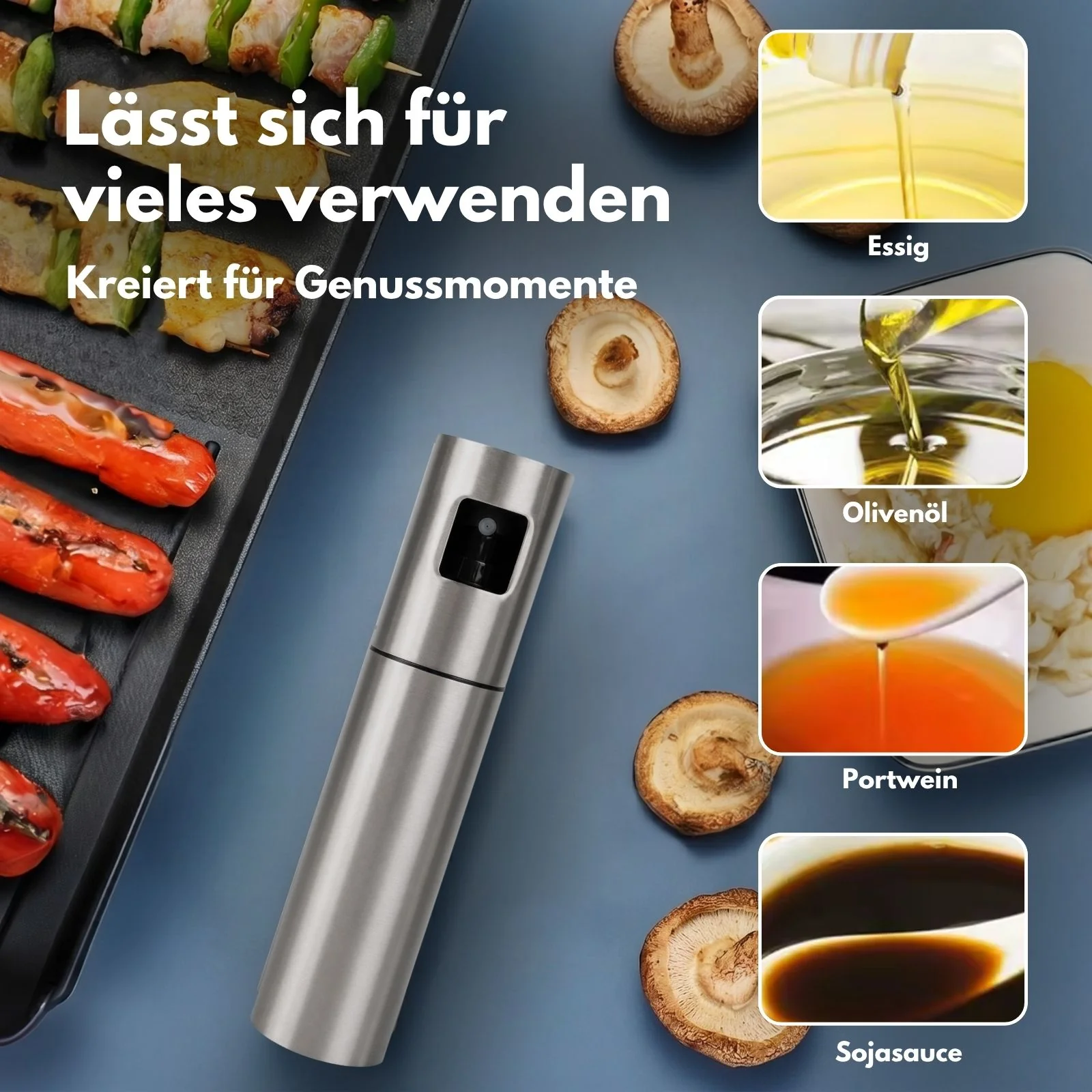 Edelstahl-Ölsprühflasche Essig-Sprüher Ölspender Ölzerstäuber - Image 3