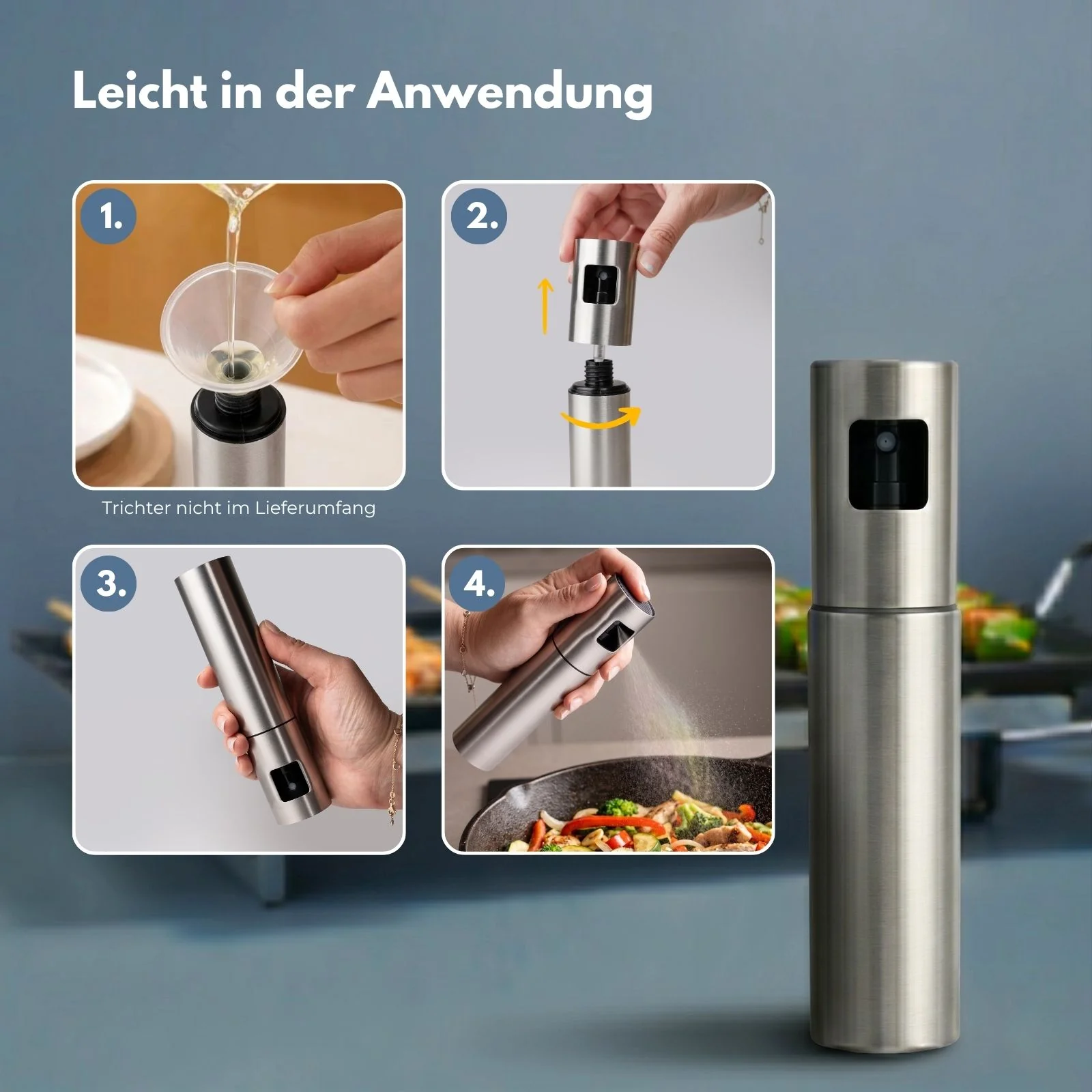 Edelstahl-Ölsprühflasche Essig-Sprüher Ölspender Ölzerstäuber - Image 4