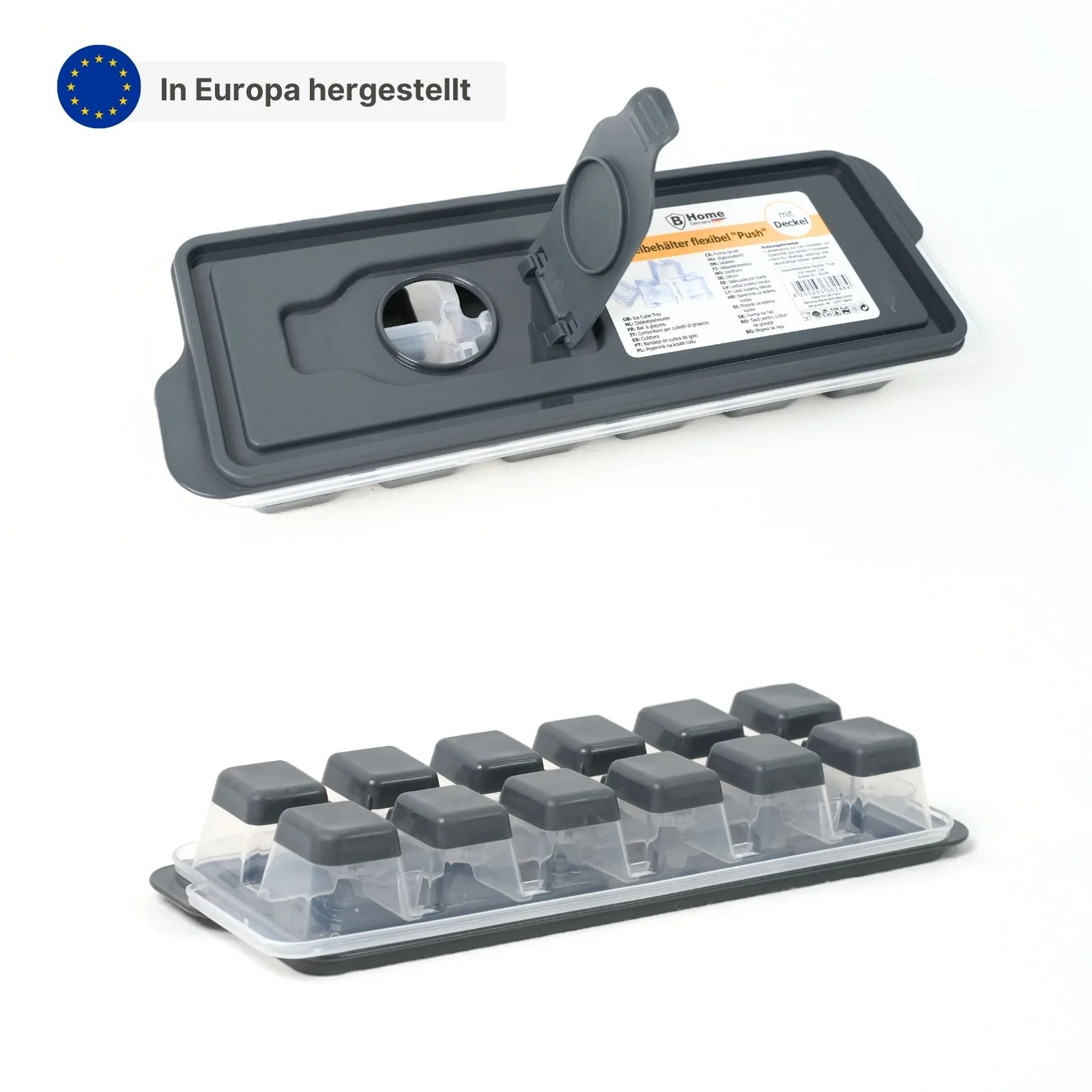 Eiswürfelbehälter mit Deckel und Eingiesshilfe Eiswürfelform - Image 3