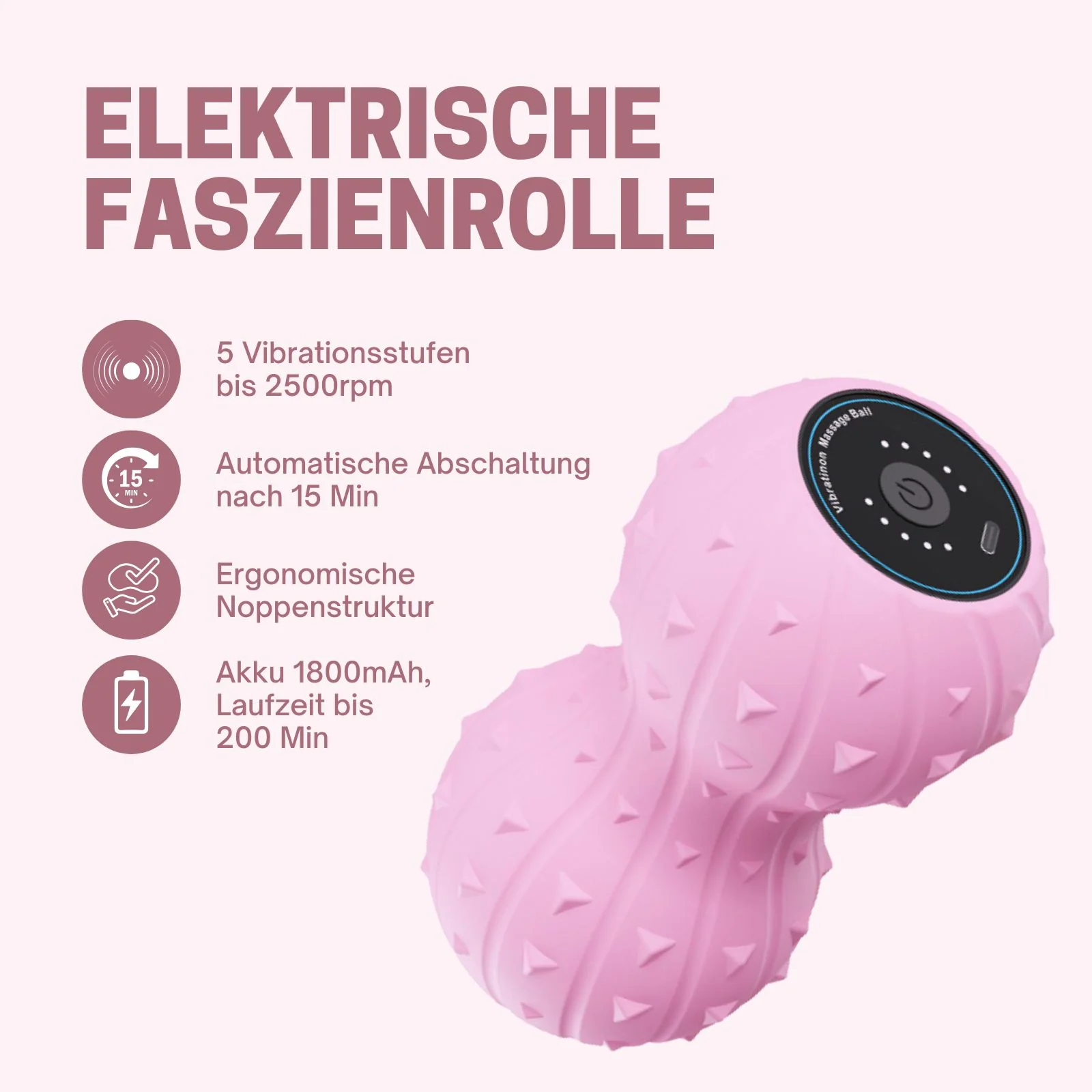 Elektrische Faszienrolle Fitnessrolle Knierolle Vibrations-Massagerolle - Image 2