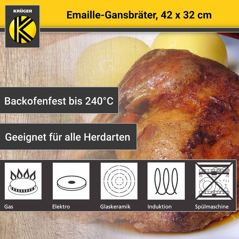 Emaille-Gansbräter Schmorbräter Bratschale Schmortopf Backofenform - Image 5