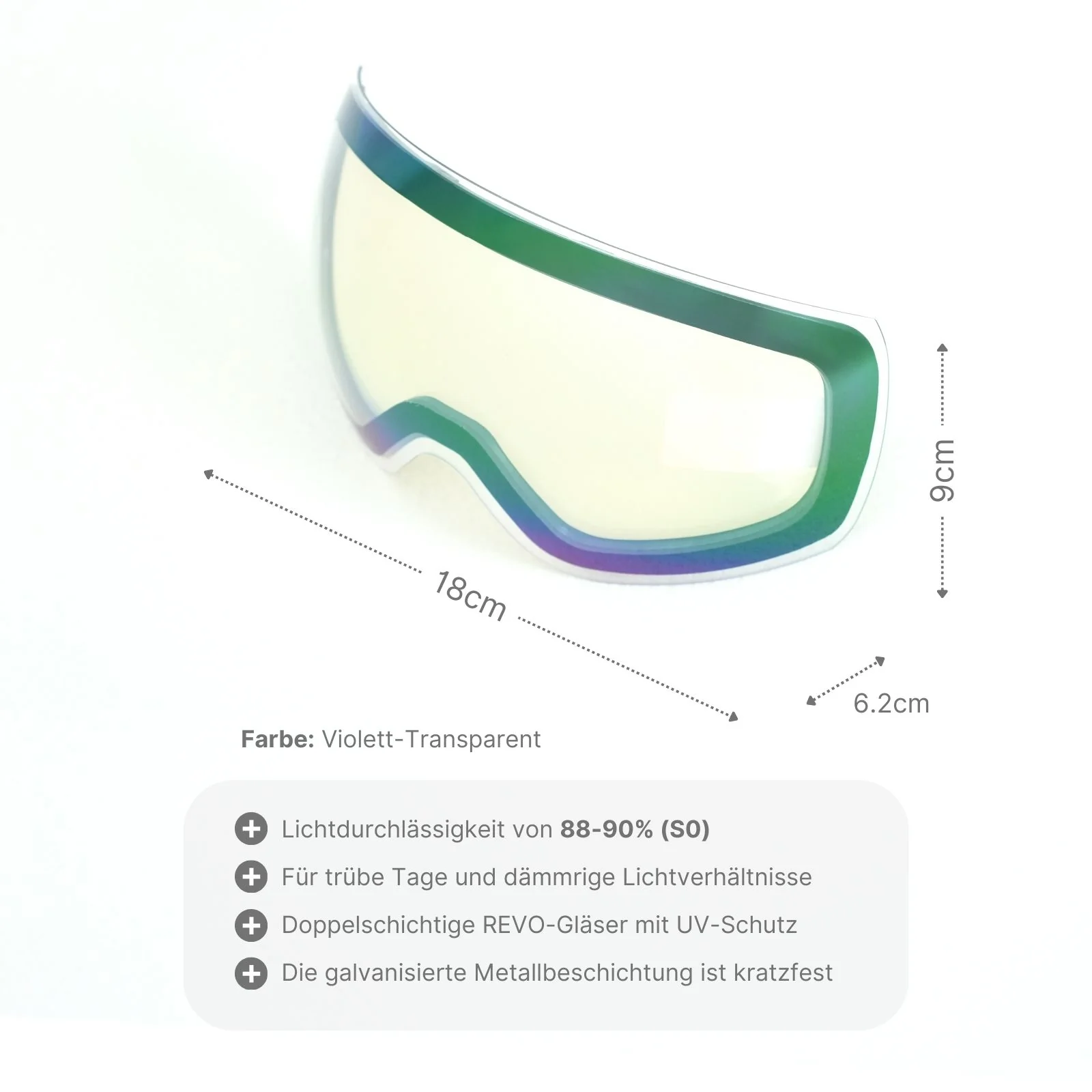Ersatzglas für magnetische Skibrille Wechselglas Skibrillenglas Snowboardbrillenglas - Image 2
